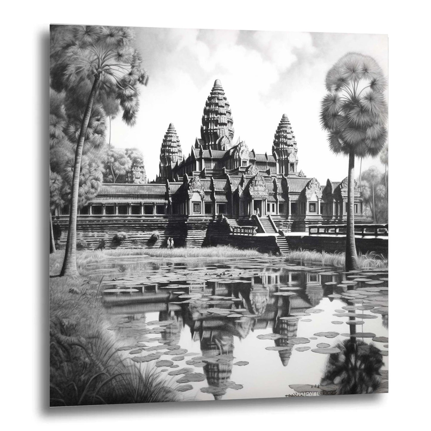 Angkor Wat - Wandbild in der Stilrichtung einer Zeichnung