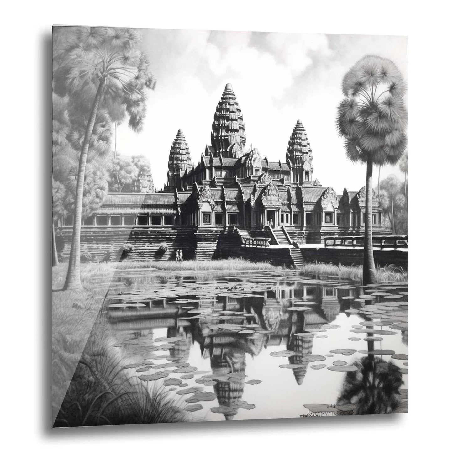 Angkor Wat - Wandbild in der Stilrichtung einer Zeichnung