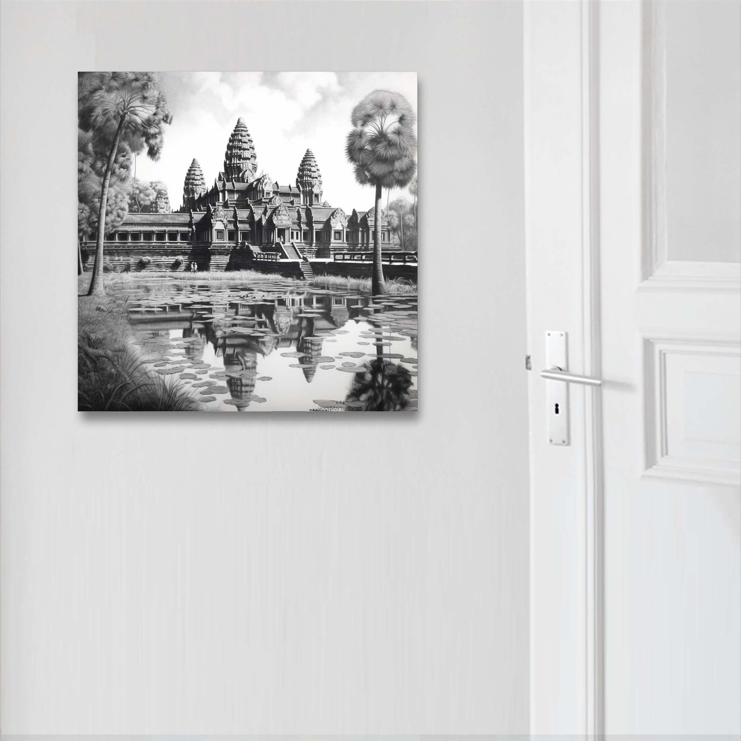 Angkor Wat - Wandbild in der Stilrichtung einer Zeichnung