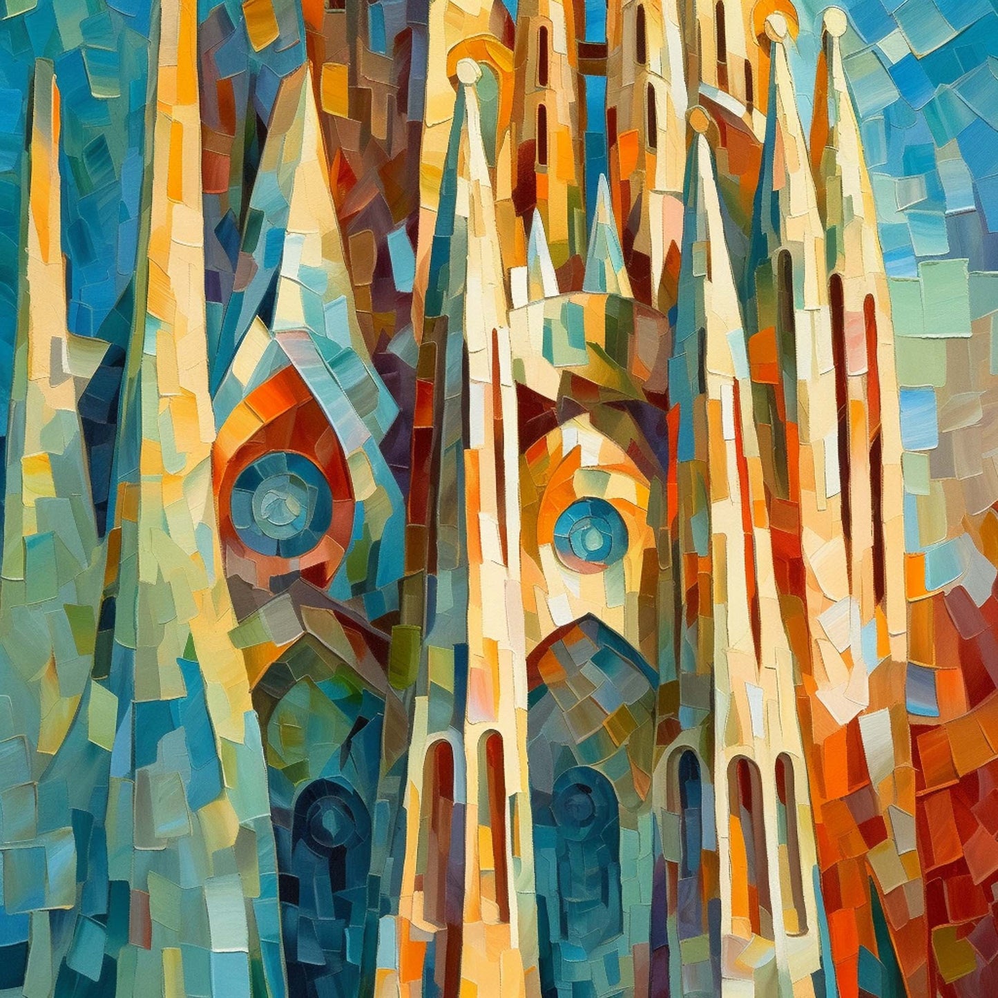Barcelona Sagrada Familia - Wandbild in der Stilrichtung des Expressionismus