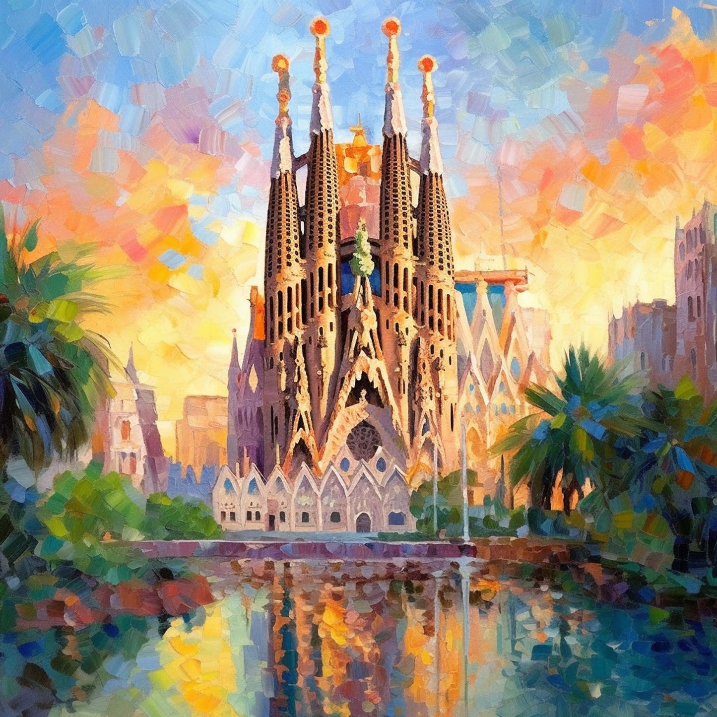 Barcelona Sagrada Familia - Wandbild in der Stilrichtung des Impressionismus