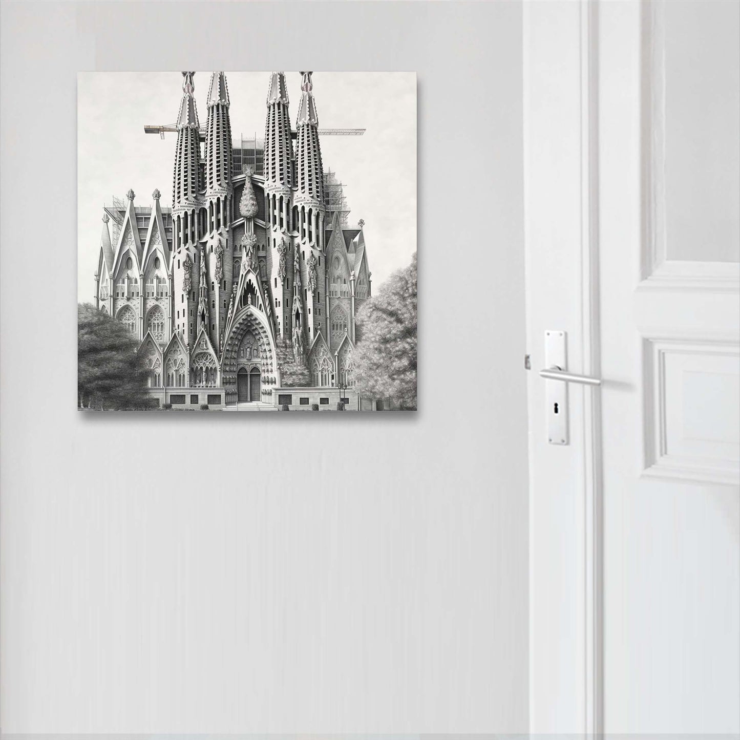 Barcelona Sagrada Familia - Wandbild in der Stilrichtung einer Zeichnung