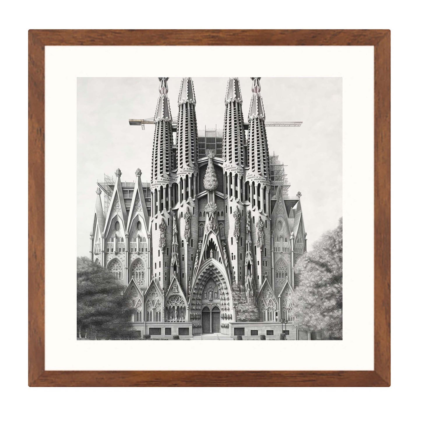 Barcelona Sagrada Familia - Wandbild in der Stilrichtung einer Zeichnung