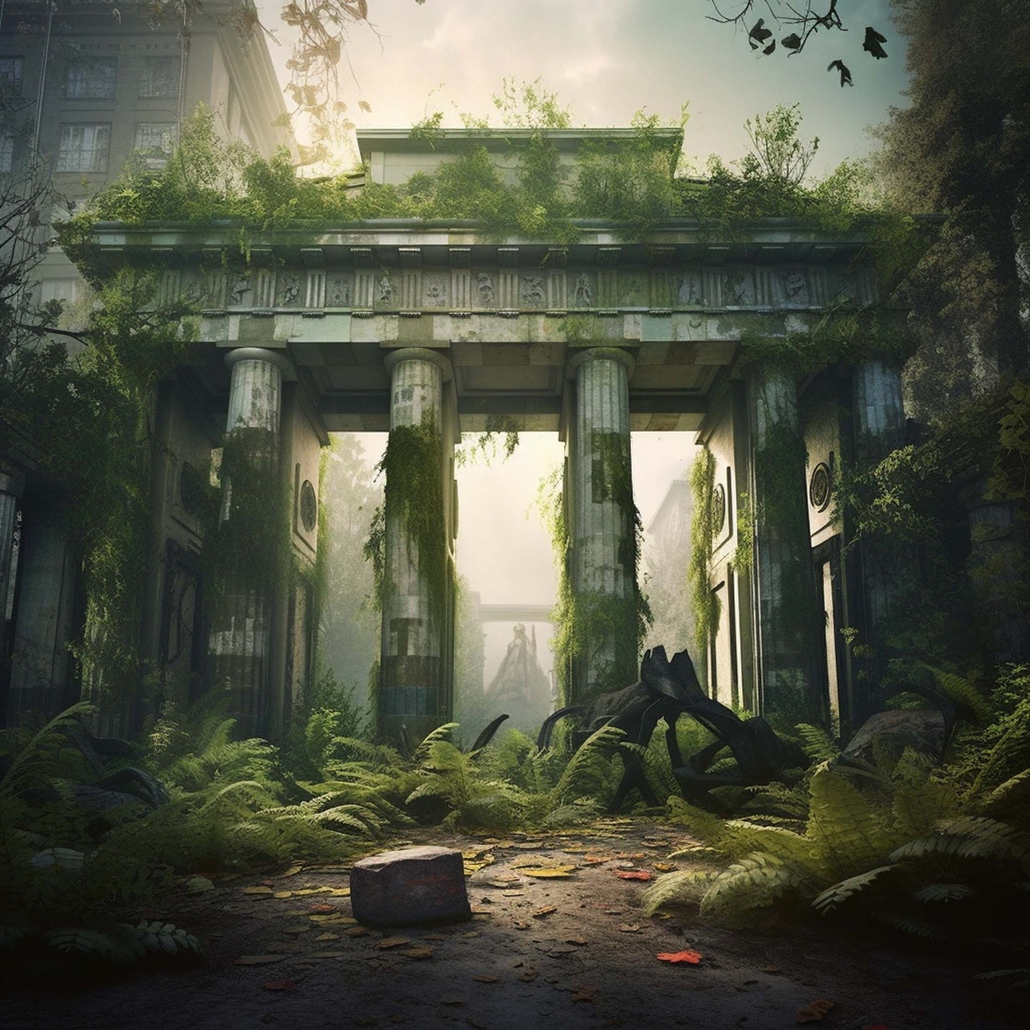Urbanisto - Berlin Brandenburger Tor - Wandbild in der Stilrichtung Urban Jungle