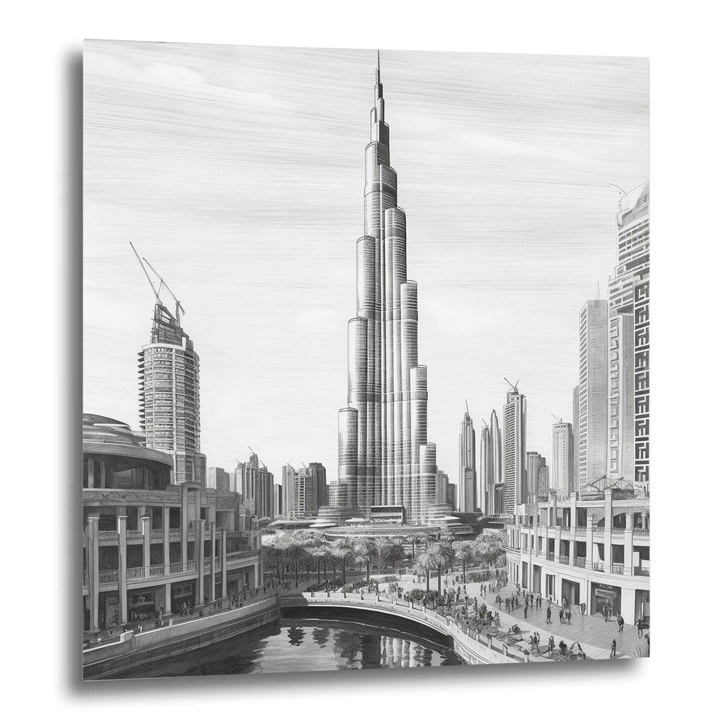 Dubai Burj Khalifa - Wandbild in der Stilrichtung einer Zeichnung