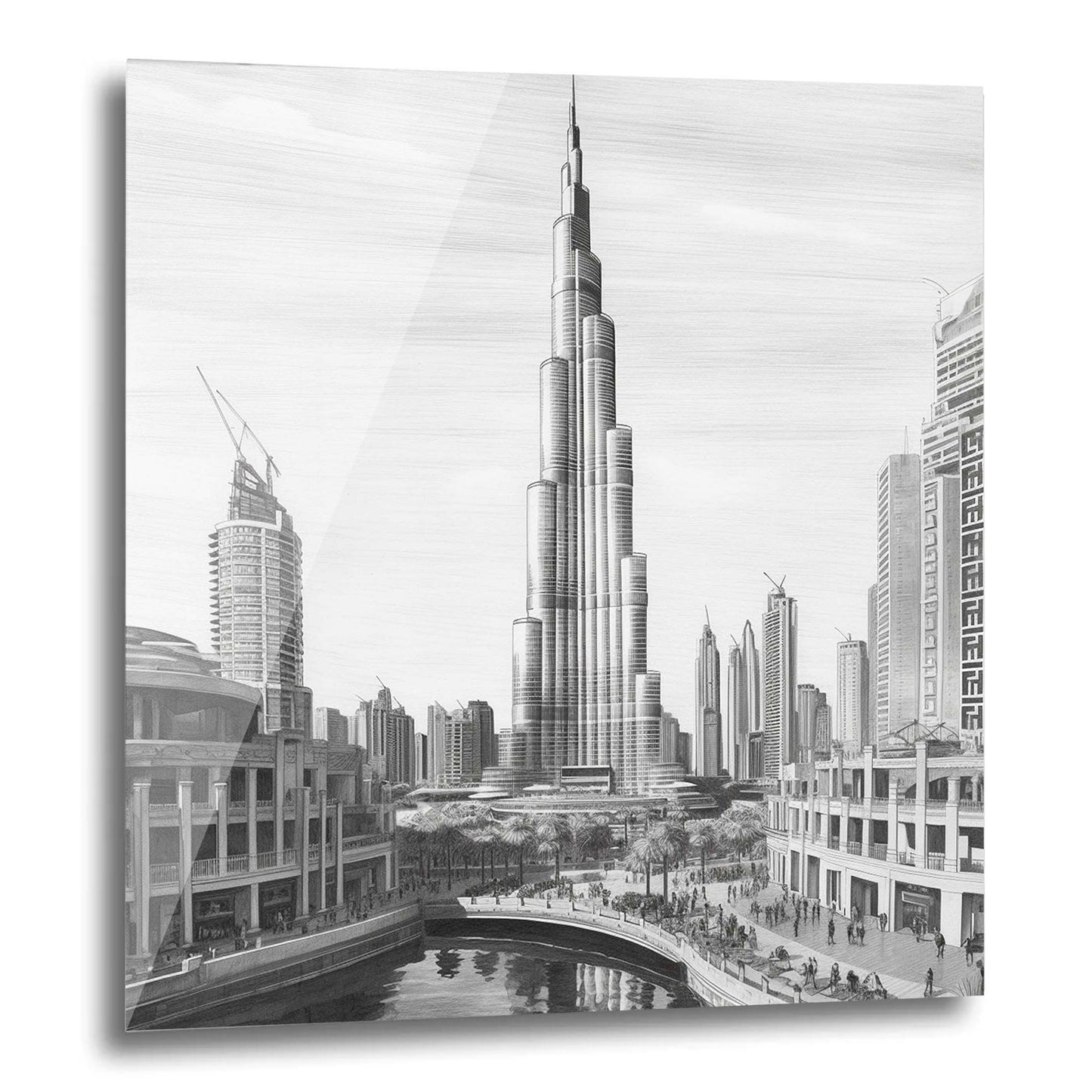 Dubai Burj Khalifa - Wandbild in der Stilrichtung einer Zeichnung