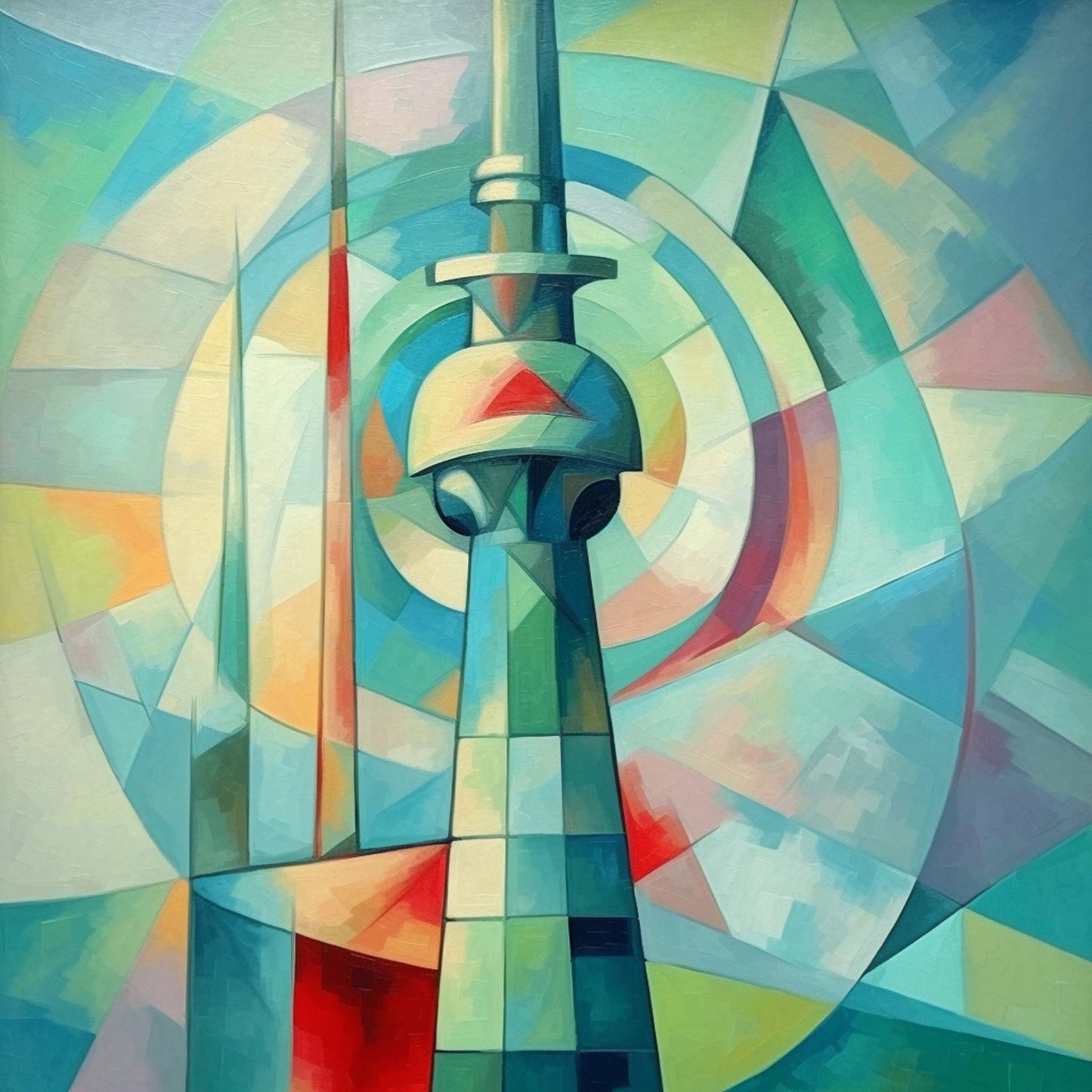 Urbanisto - Berlin Fernsehturm - Wandbild in der Stilrichtung des Expressionismus