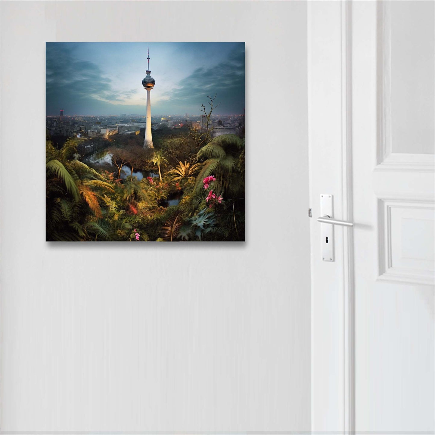 Berlin Fernsehturm - Wandbild in der Stilrichtung Urban Jungle