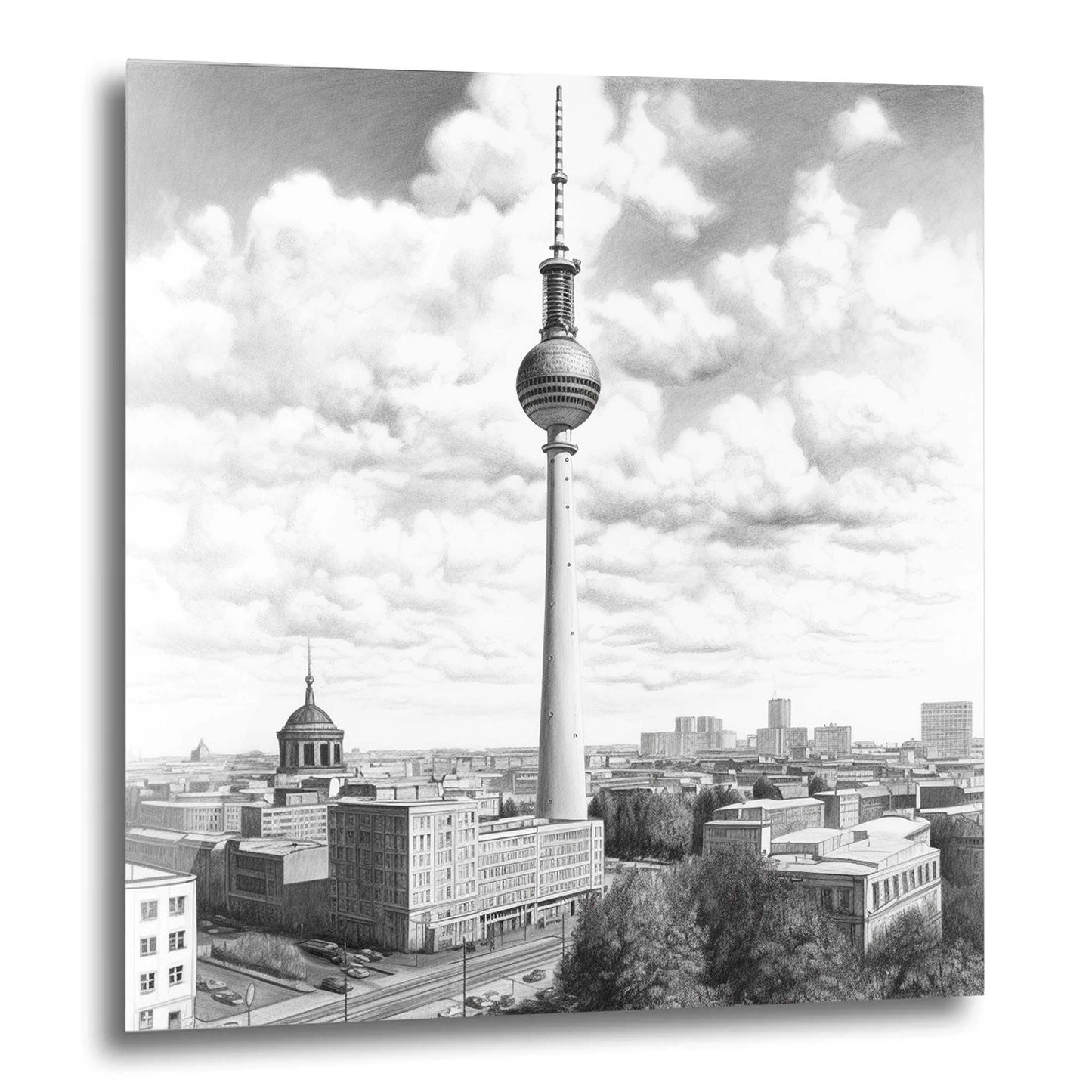 Berlin Fernsehturm - Wandbild in der Stilrichtung einer Zeichnung