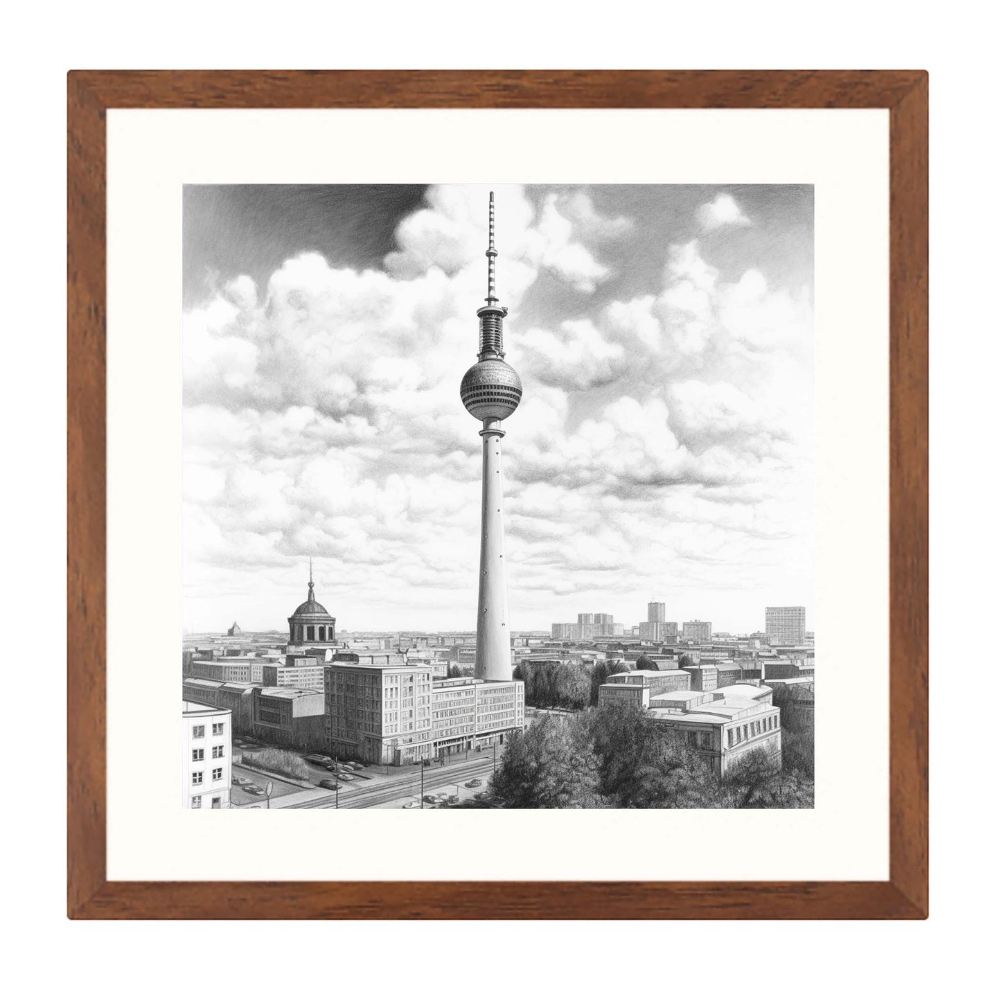Berlin Fernsehturm - Wandbild in der Stilrichtung einer Zeichnung
