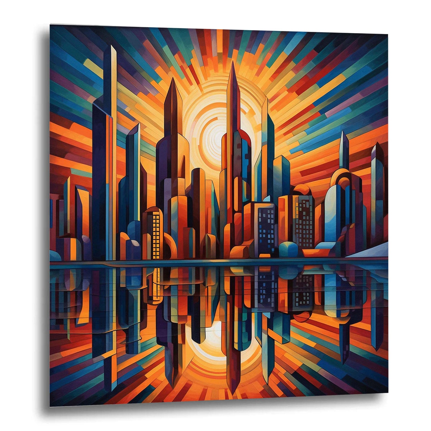 Frankfurt Skyline - Wandbild in der Stilrichtung des Futurismus