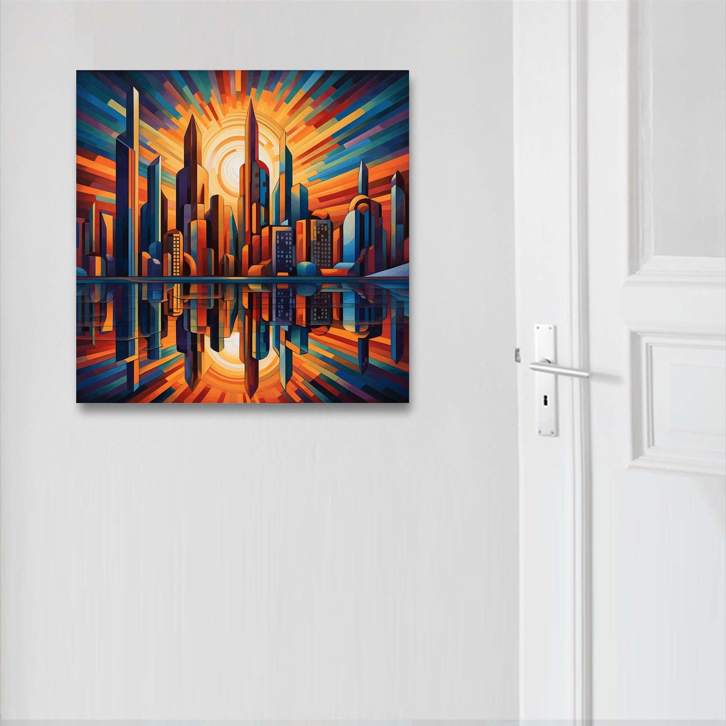 Frankfurt Skyline - Wandbild in der Stilrichtung des Futurismus