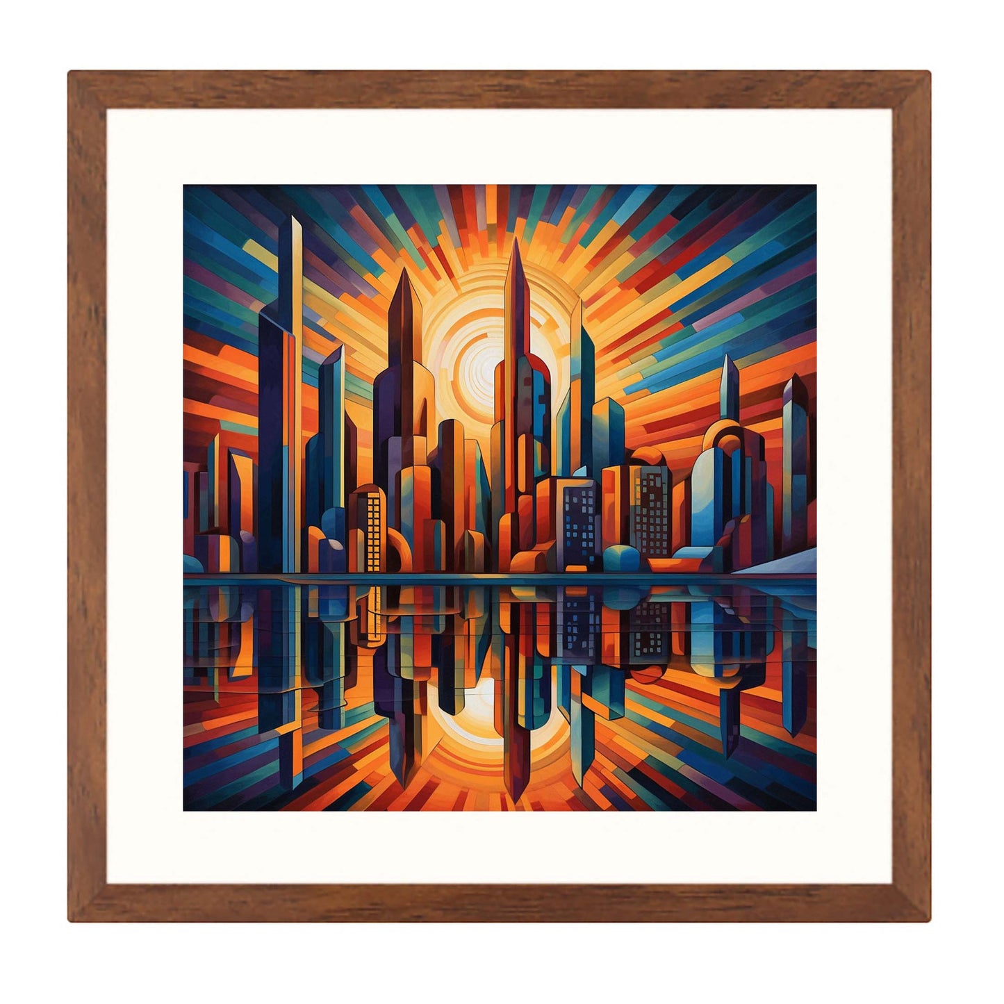 Frankfurt Skyline - Wandbild in der Stilrichtung des Futurismus