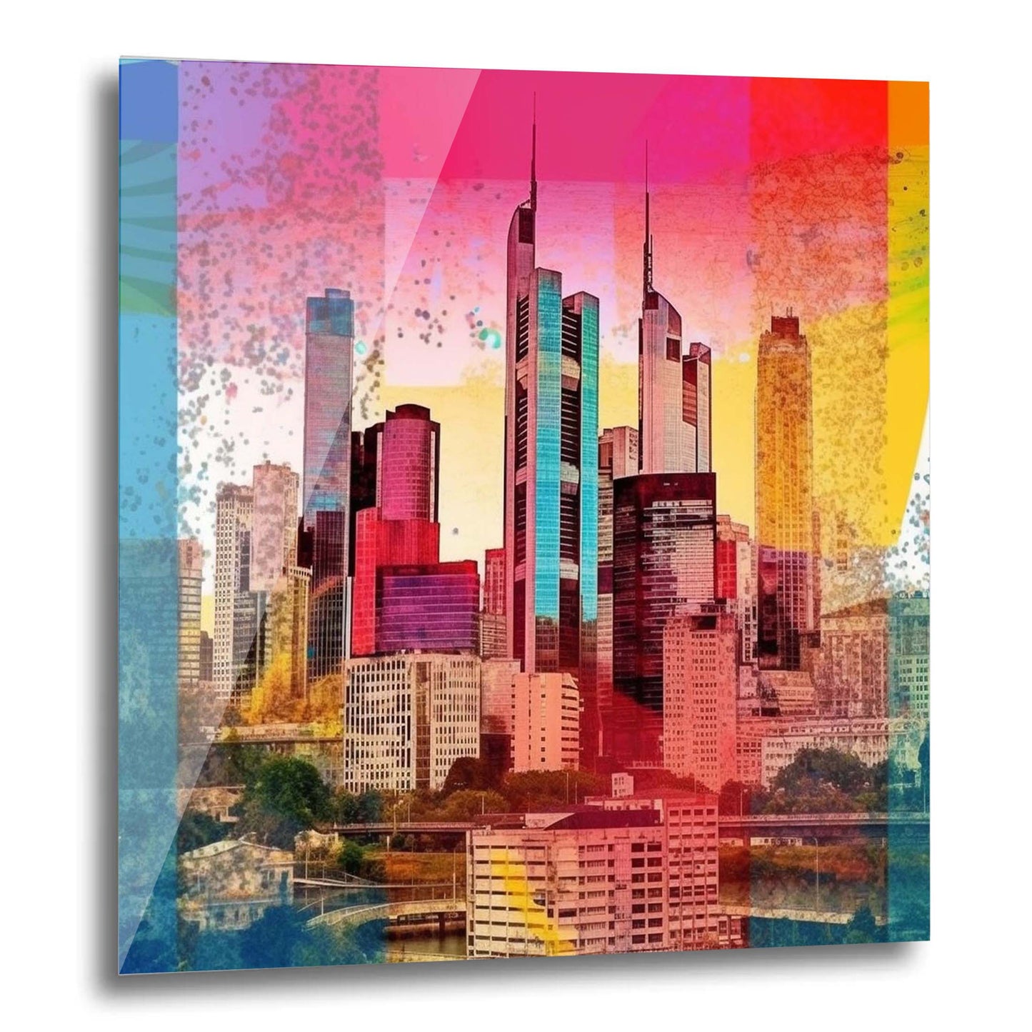 Frankfurt Skyline - Wandbild in der Stilrichtung der Pop-Art