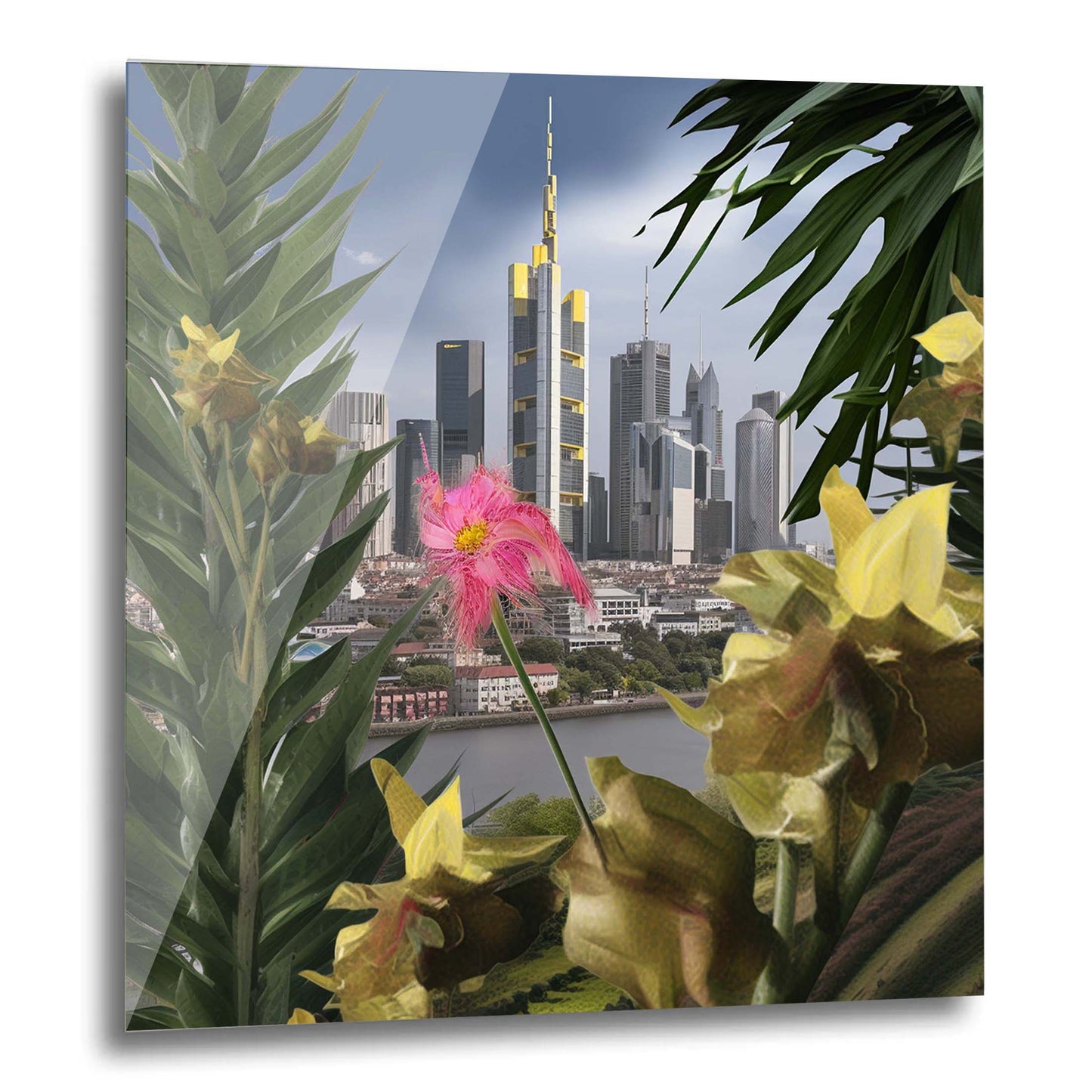 Frankfurt Skyline - Wandbild in der Stilrichtung Urban Jungle