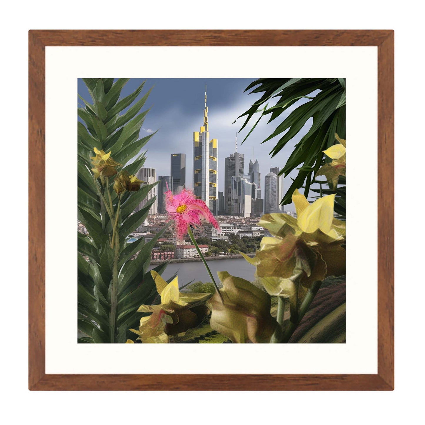 Frankfurt Skyline - Wandbild in der Stilrichtung Urban Jungle