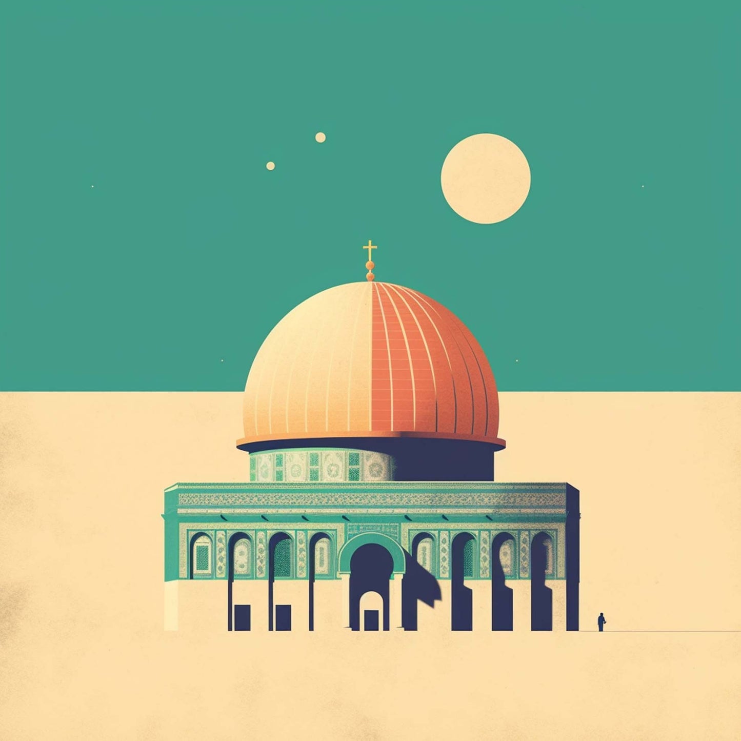 Urbanisto - Jerusalem Felsendom - Wandbild in der Stilrichtung des Minimalismus