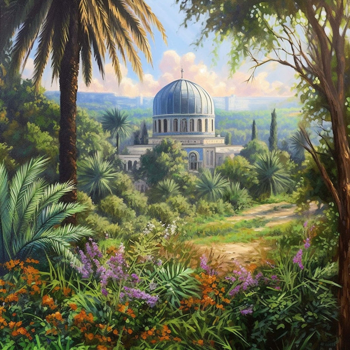 Urbanisto - Jerusalem Felsendom - Wandbild in der Stilrichtung Urban Jungle