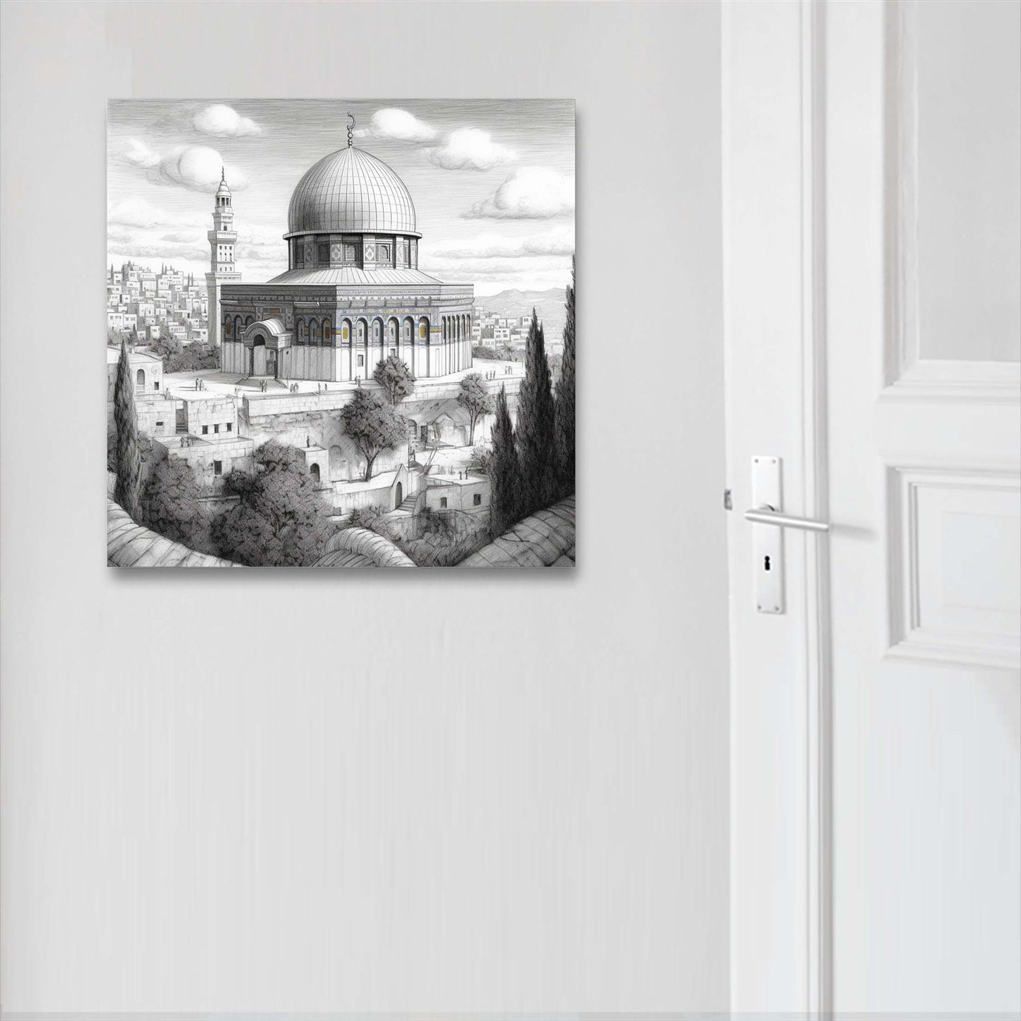 Jerusalem Felsendom - Wandbild in der Stilrichtung einer Zeichnung