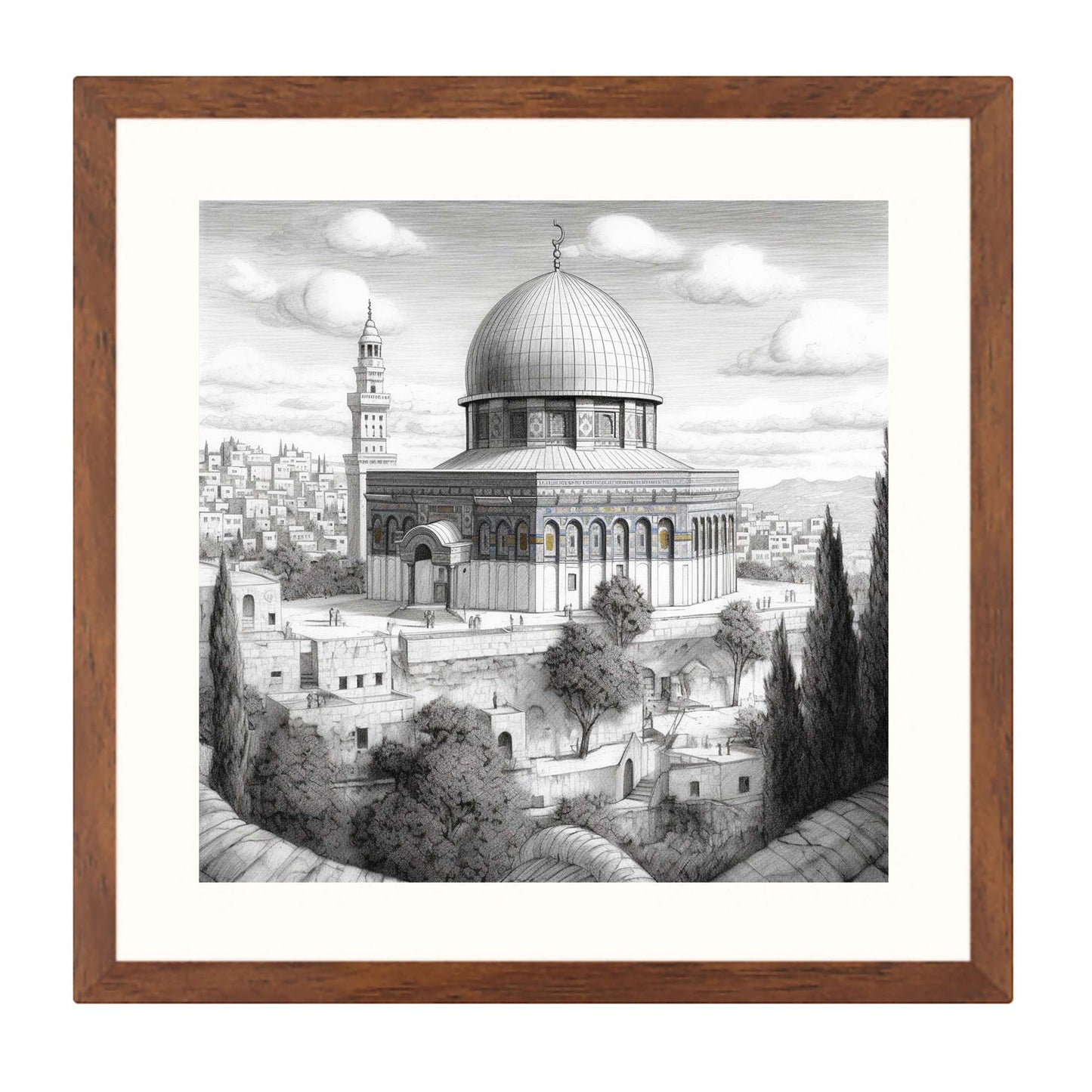 Jerusalem Felsendom - Wandbild in der Stilrichtung einer Zeichnung