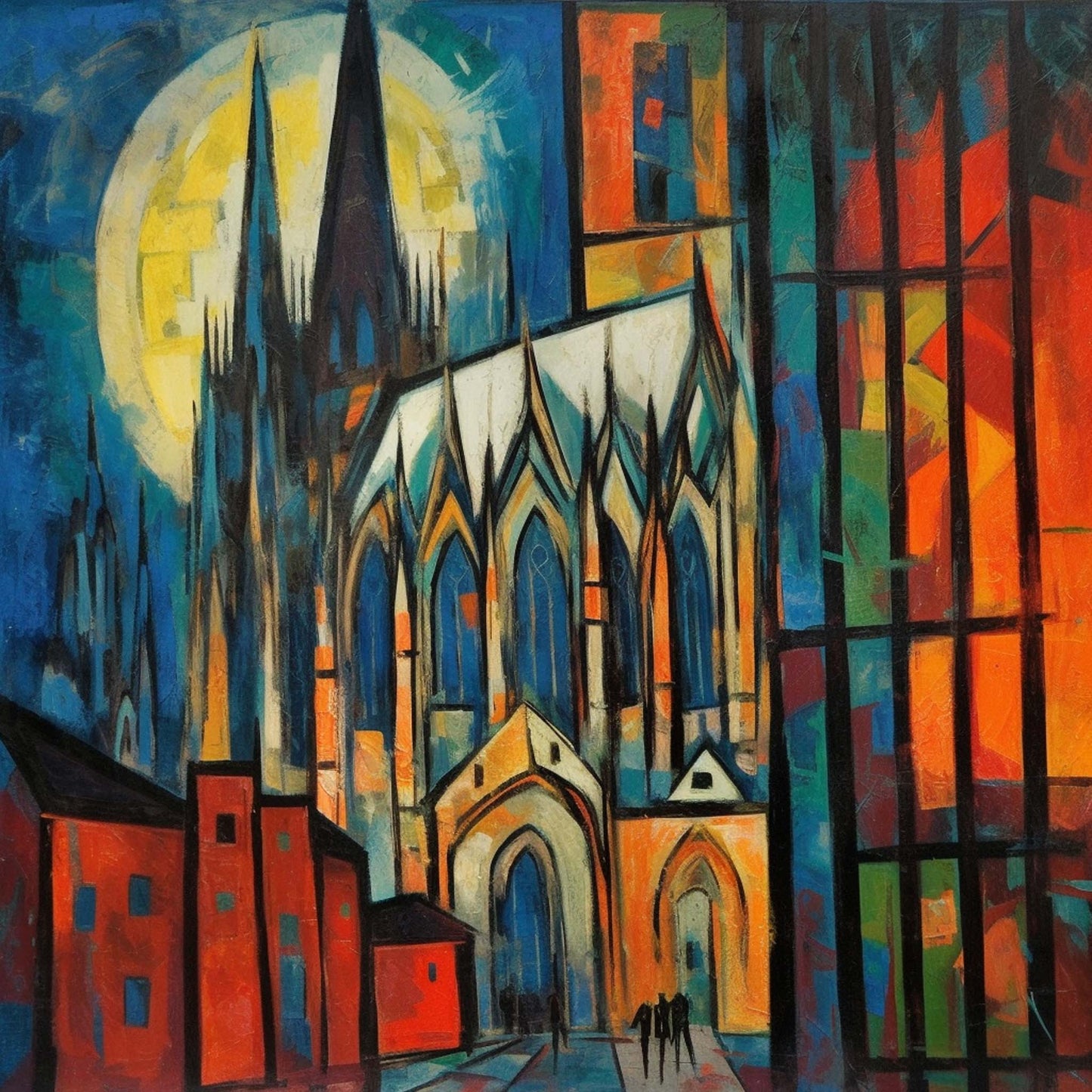 Kölner Dom - Wandbild in der Stilrichtung des Expressionismus