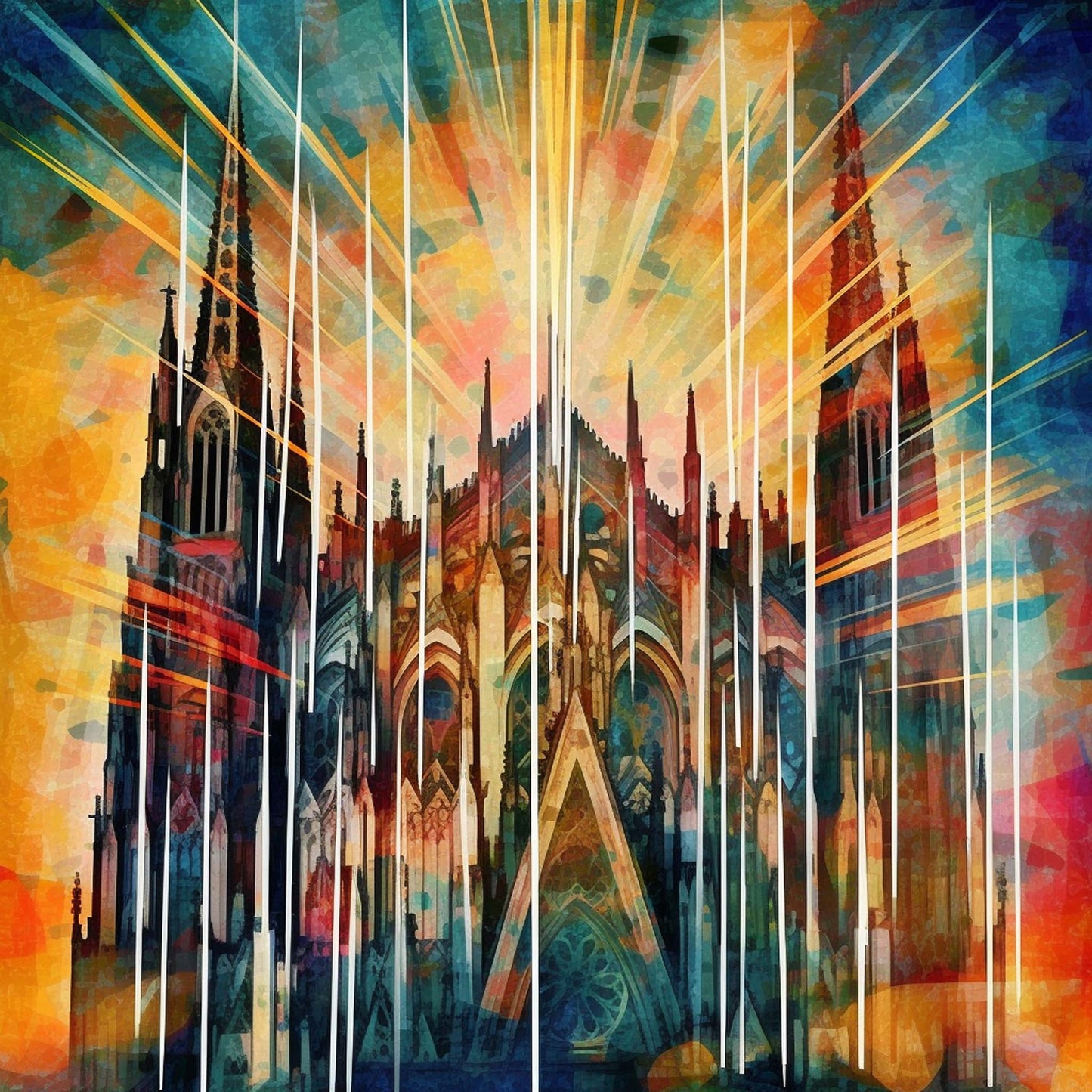 Urbanisto - Kölner Dom - Wandbild in der Stilrichtung des Futurismus