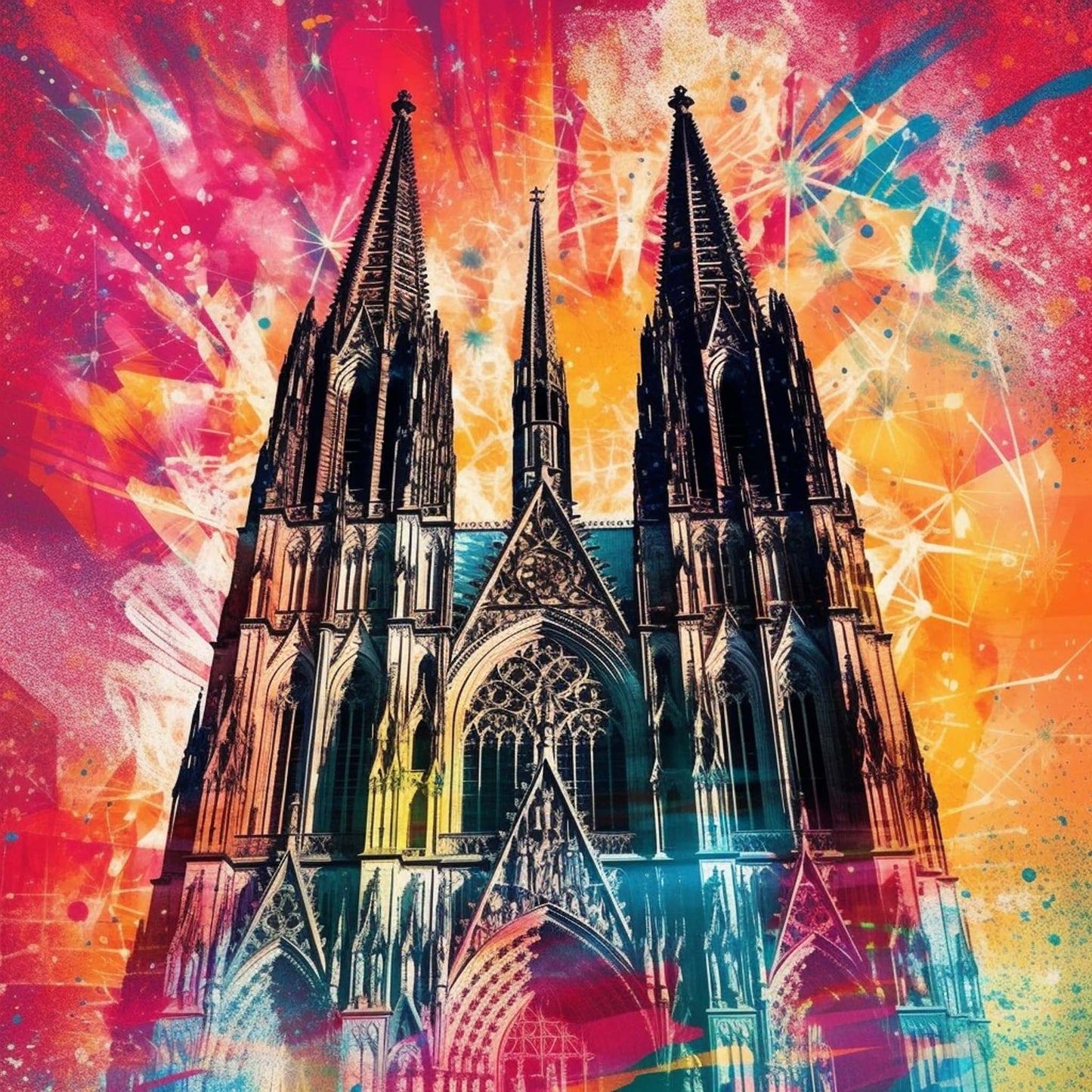 Urbanisto - Kölner Dom - Wandbild in der Stilrichtung der Pop-Art