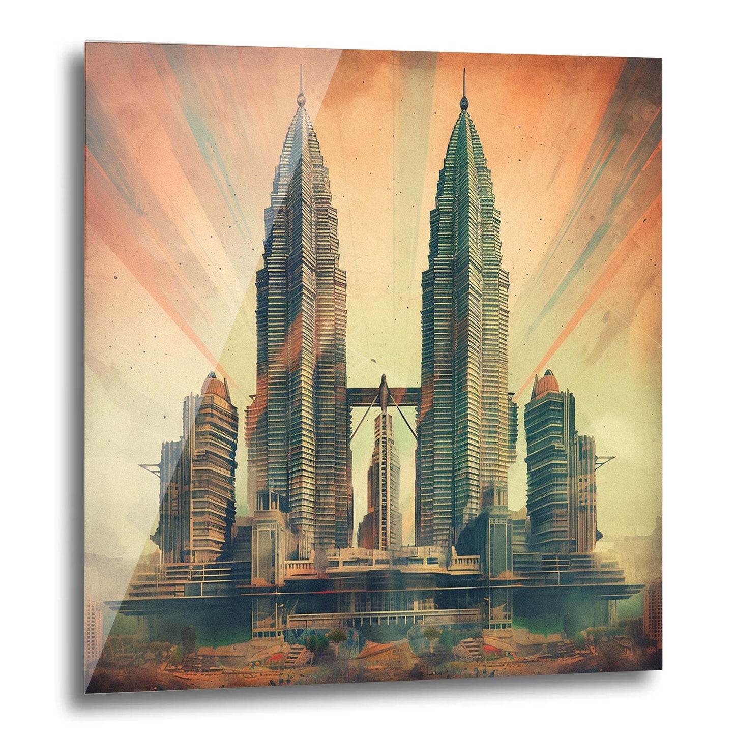 Petronas Towers Kuala Lumpur - Wandbild in der Stilrichtung des Futurismus