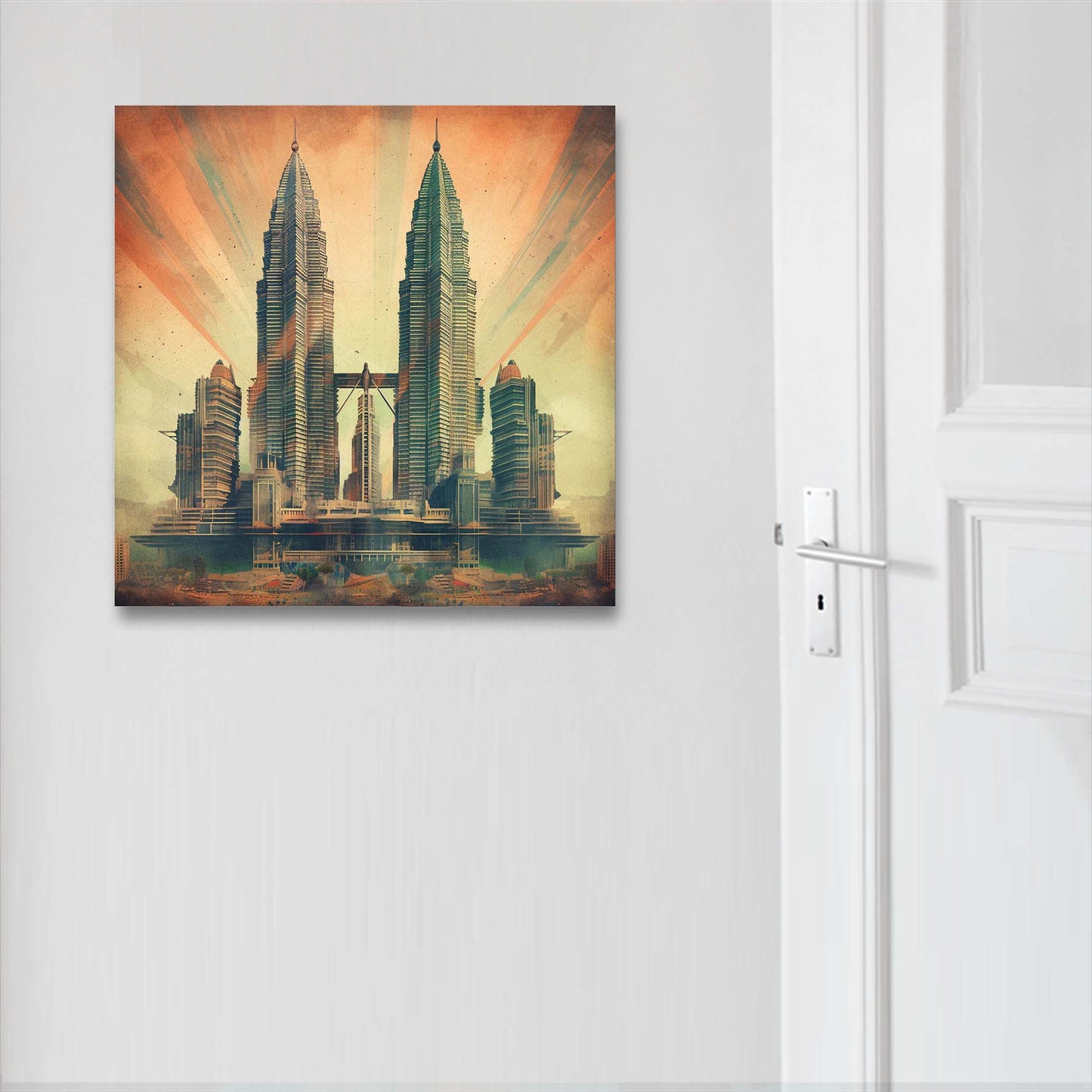 Petronas Towers Kuala Lumpur - Wandbild in der Stilrichtung des Futurismus