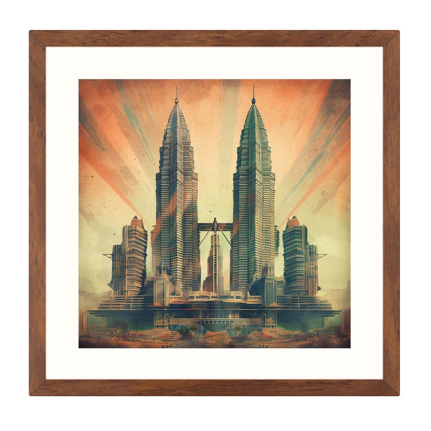 Petronas Towers Kuala Lumpur - Wandbild in der Stilrichtung des Futurismus