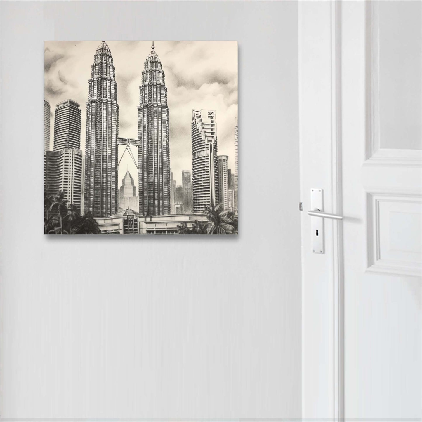 Petronas Towers Kuala Lumpur - Wandbild in der Stilrichtung einer Zeichnung