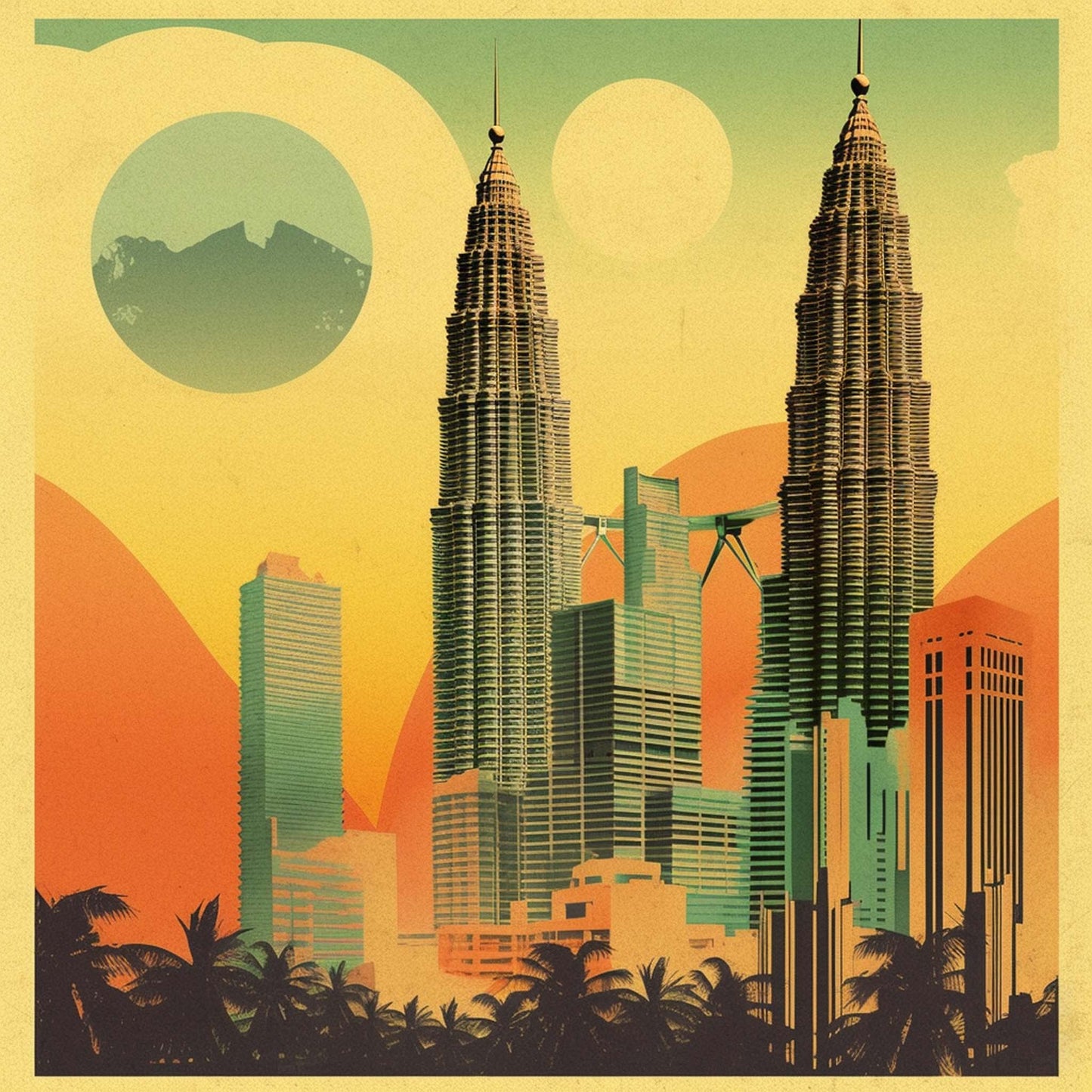 Urbanisto - Petronas Towers Kuala Lumpur - Wandbild in der Stilrichtung des Minimalismus