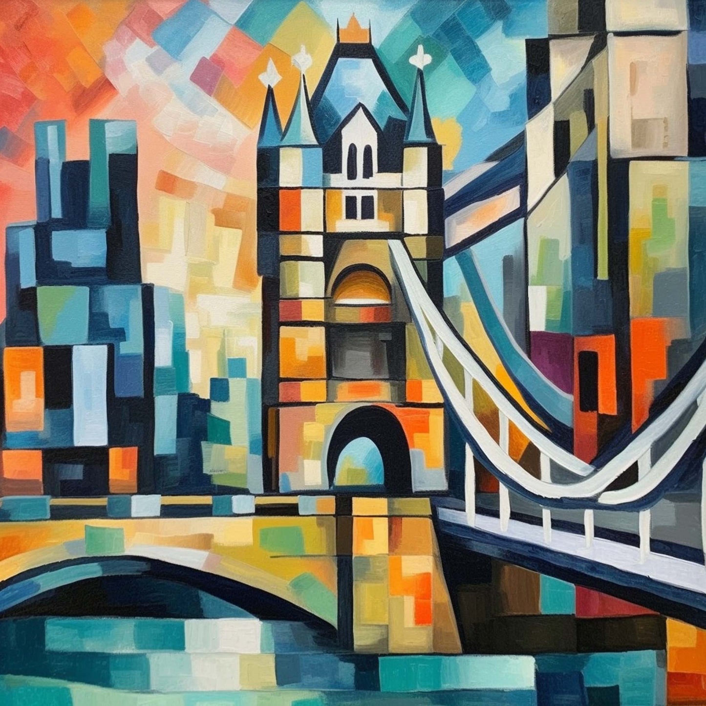 Urbanisto-London Tower Bridge - Wandbild in der Stilrichtung des Expressionismus