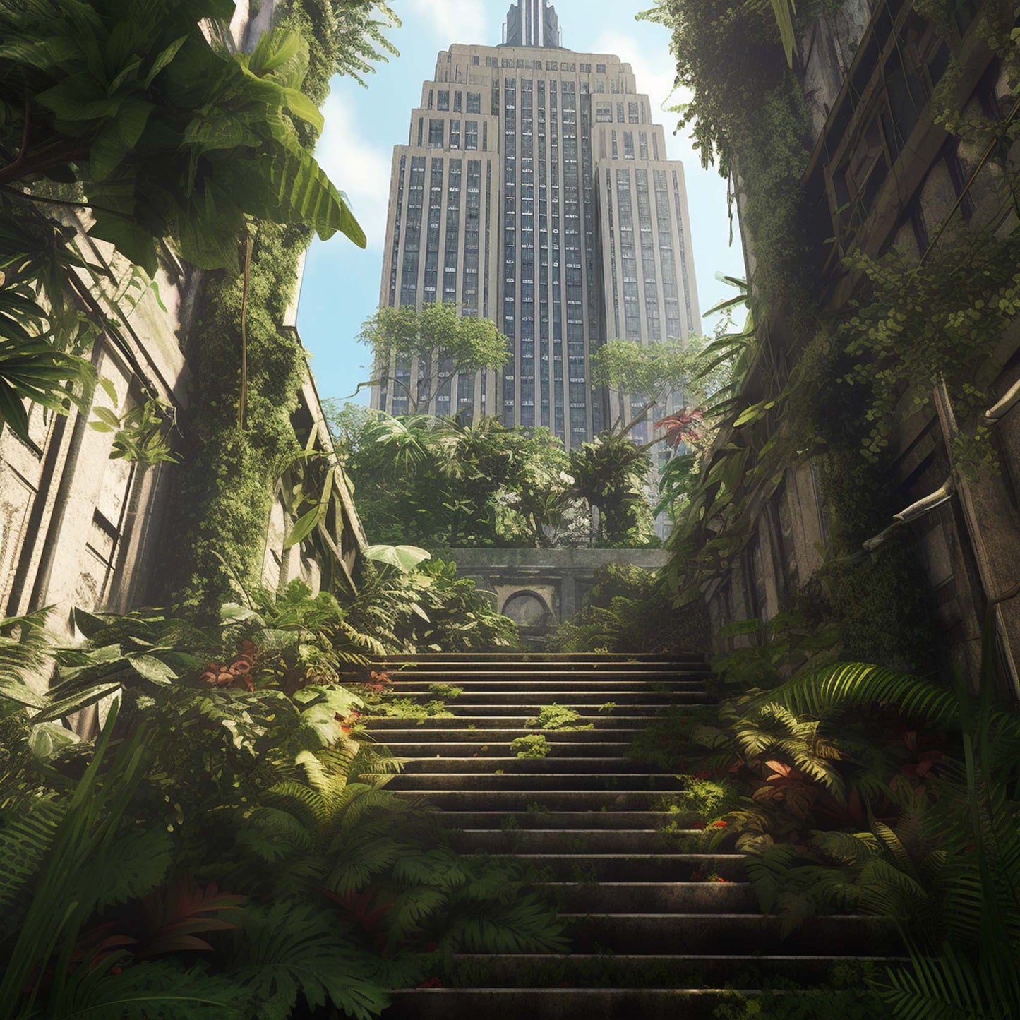 Urbanisto - New York Empire State Building - Wandbild in der Stilrichtung Urban Jungle
