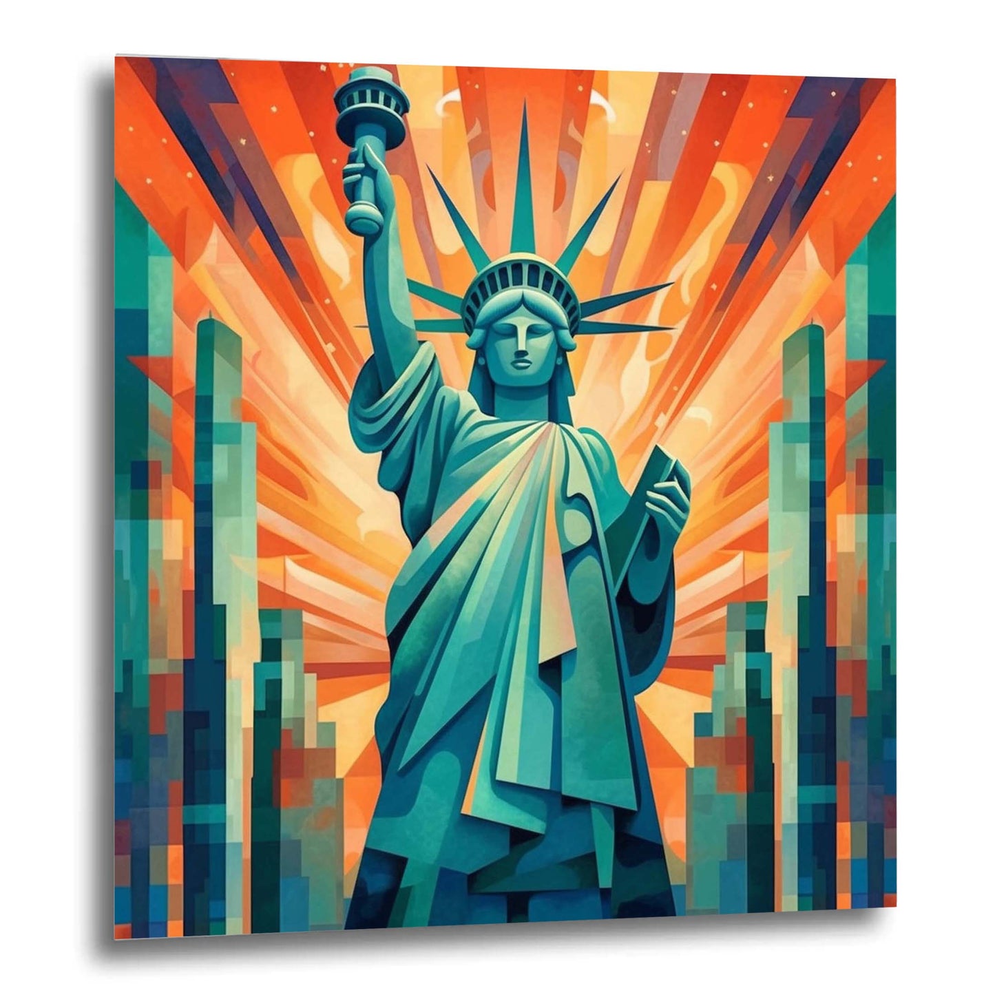 New York Freiheitsstatue - Wandbild in der Stilrichtung des Futurismus