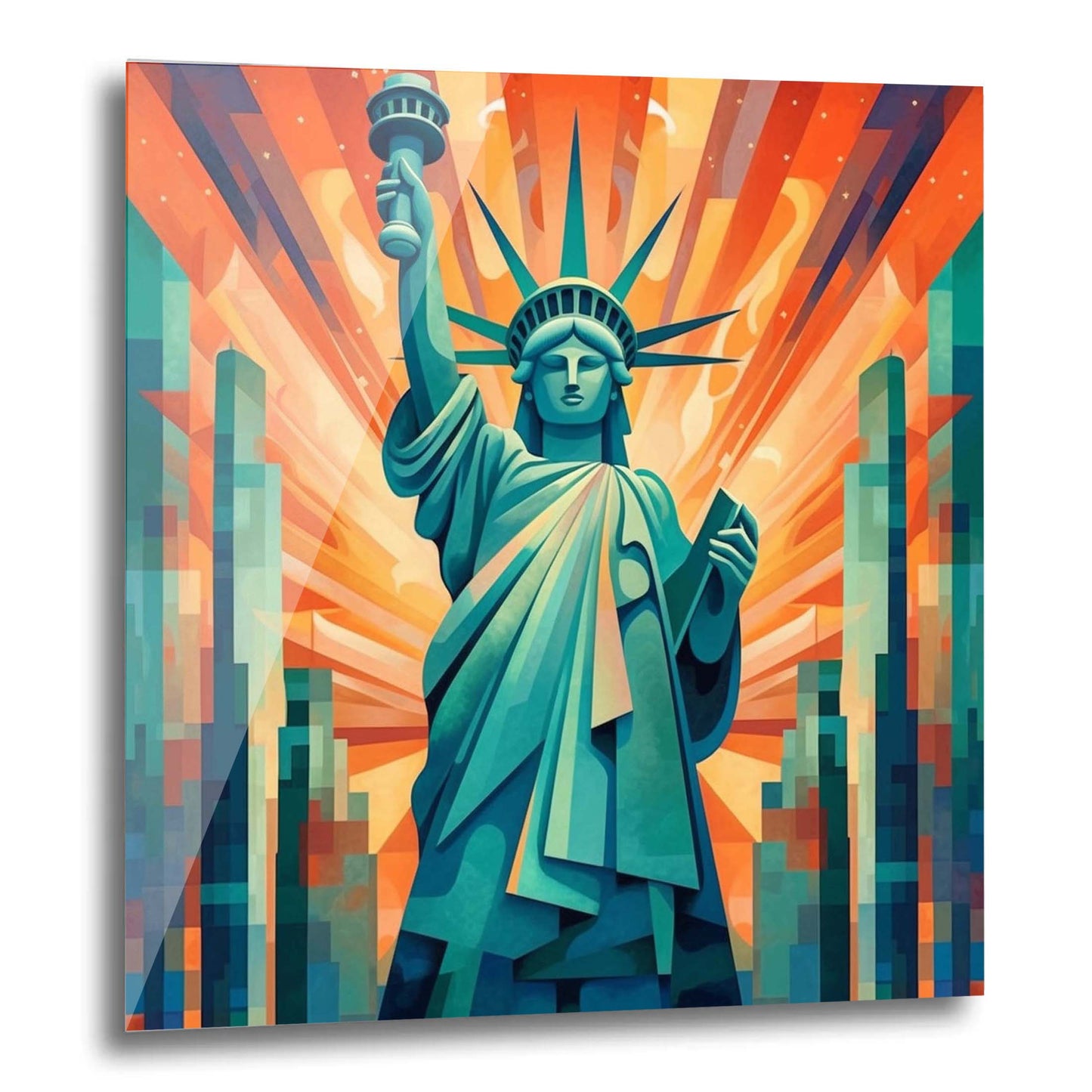 New York Freiheitsstatue - Wandbild in der Stilrichtung des Futurismus
