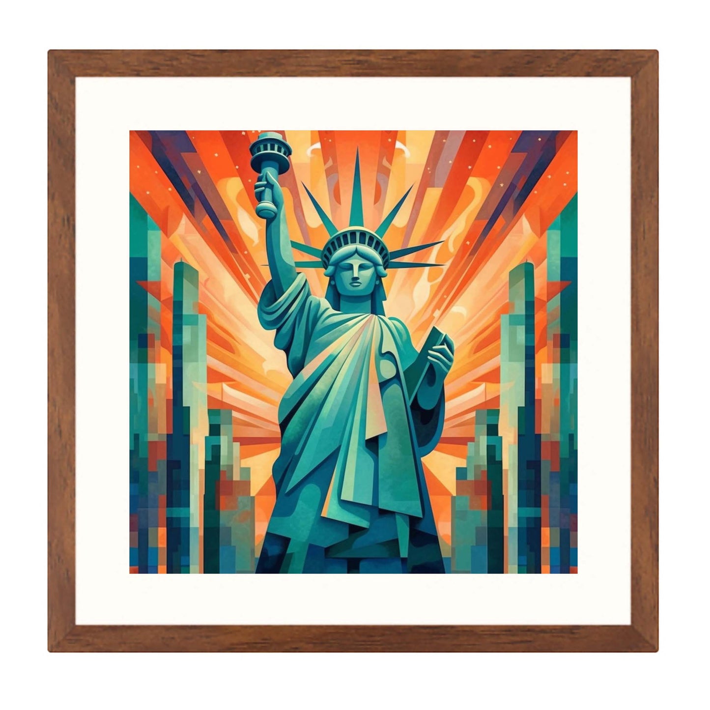 New York Freiheitsstatue - Wandbild in der Stilrichtung des Futurismus