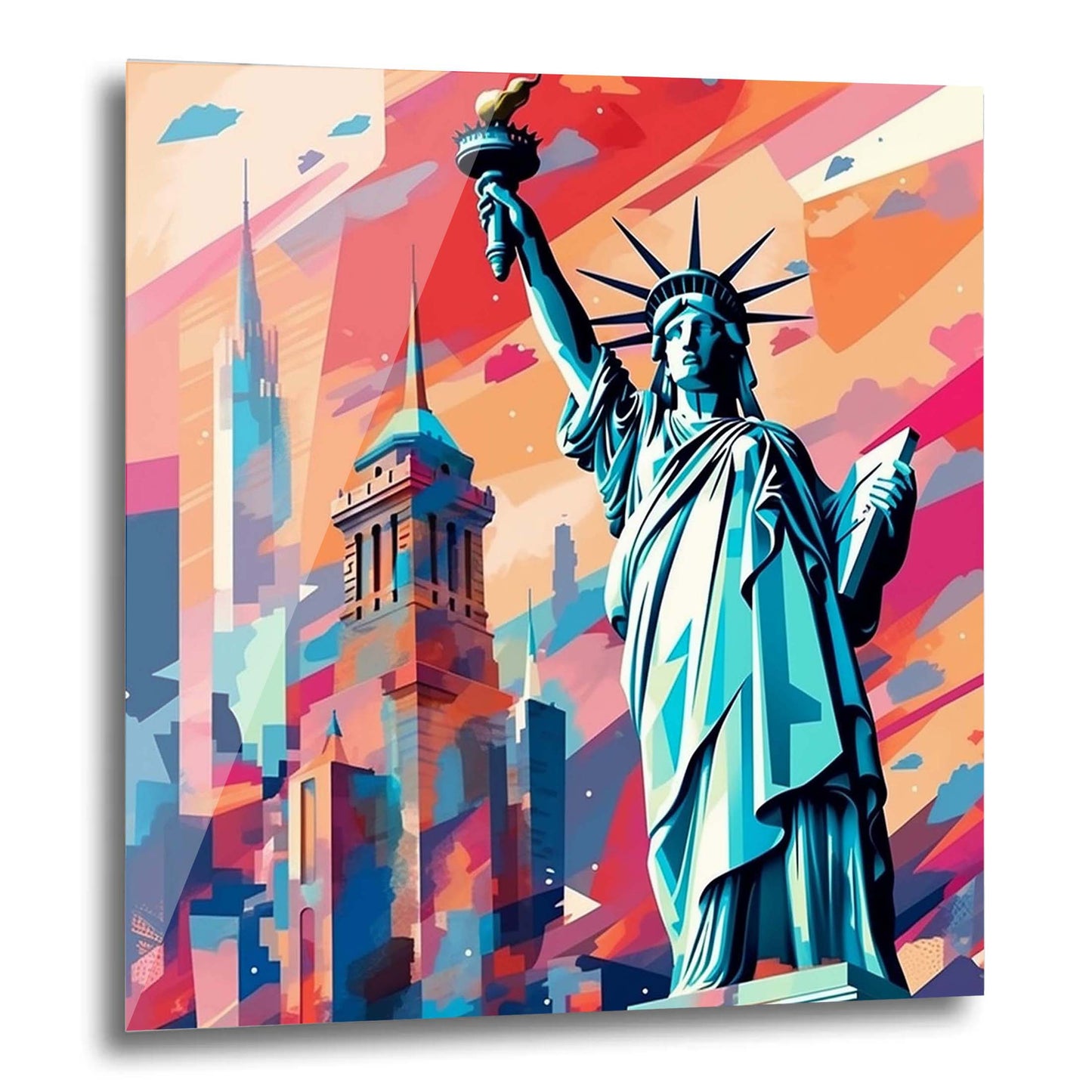 New York Freiheitsstatue - Wandbild in der Stilrichtung des Minimalismus