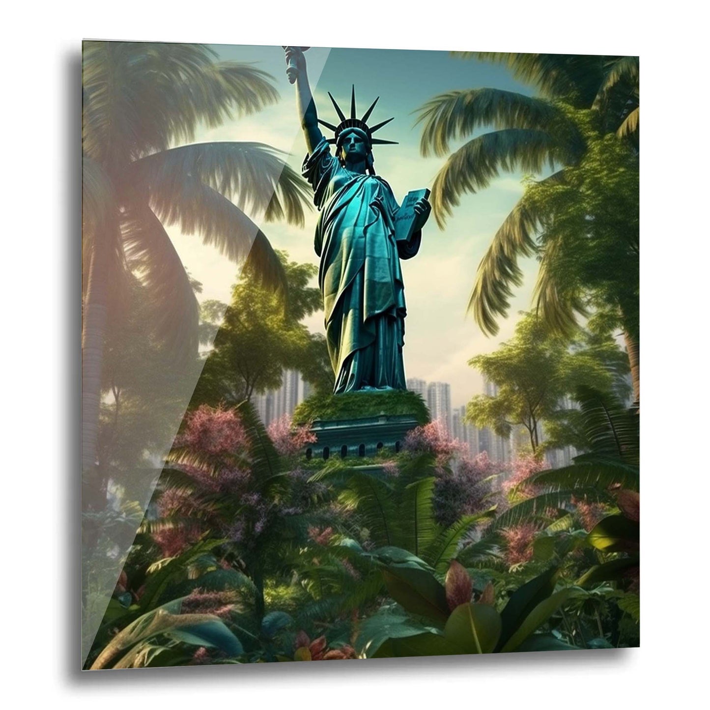 New York Freiheitsstatue - Wandbild in der Stilrichtung Urban Jungle
