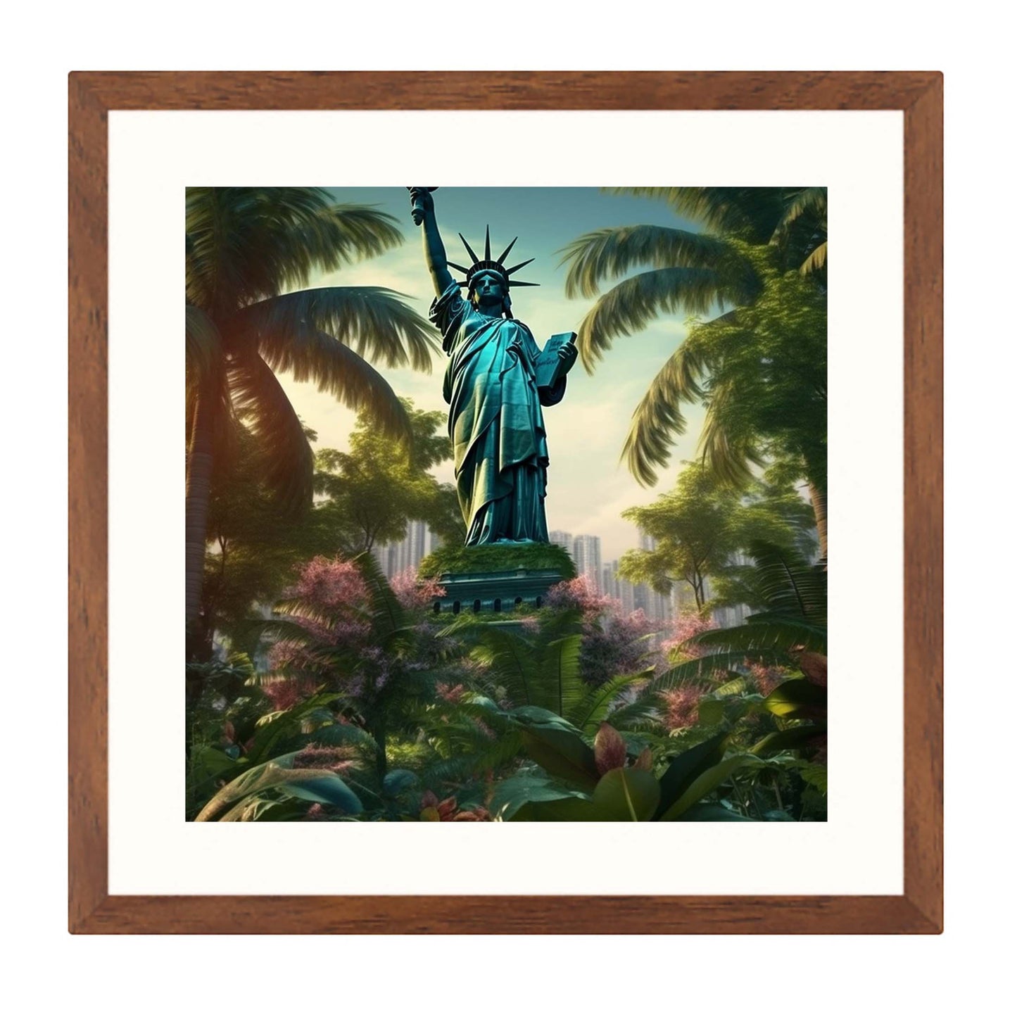 New York Freiheitsstatue - Wandbild in der Stilrichtung Urban Jungle