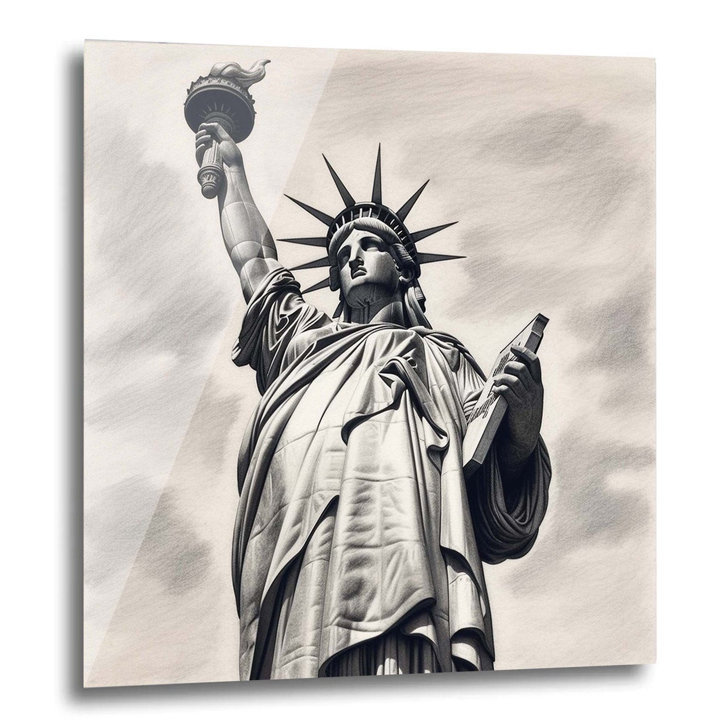New York Freiheitsstatue - Wandbild in der Stilrichtung einer Zeichnung