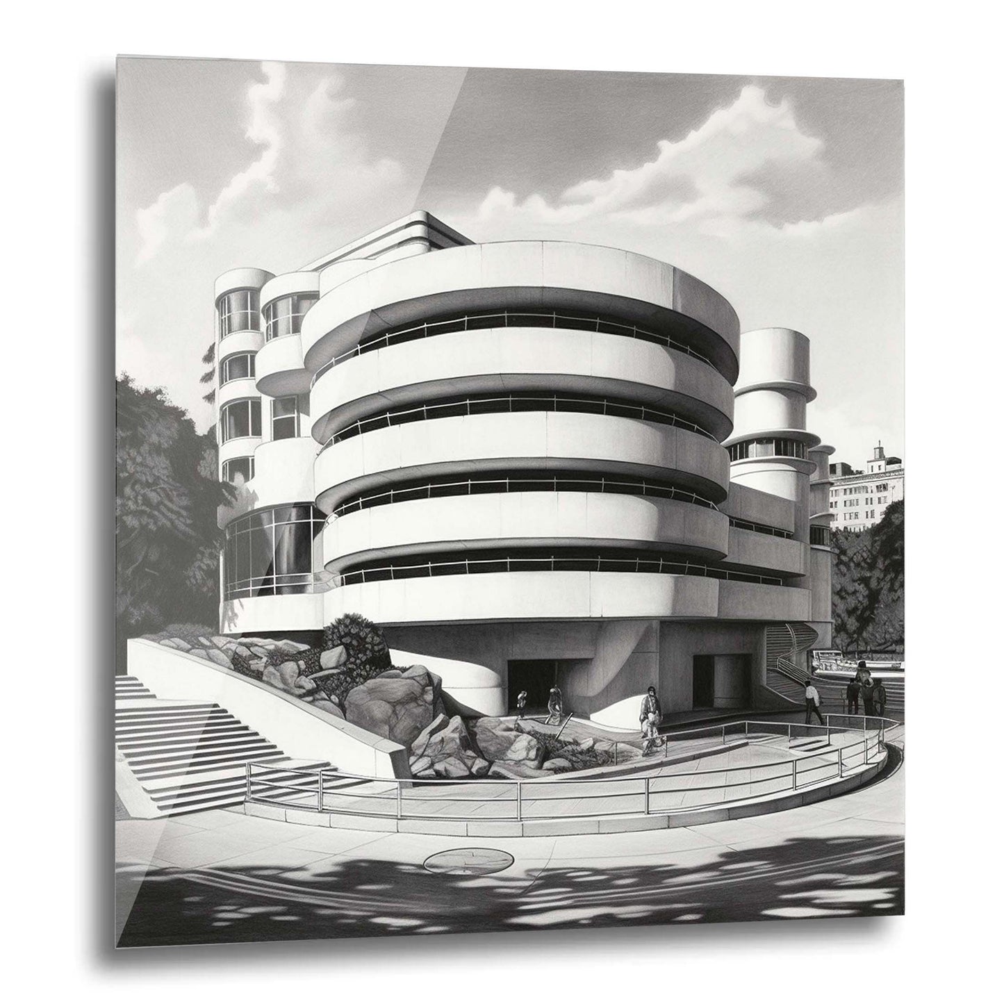 New York Guggenheim Museum - Wandbild in der Stilrichtung einer Zeichnung