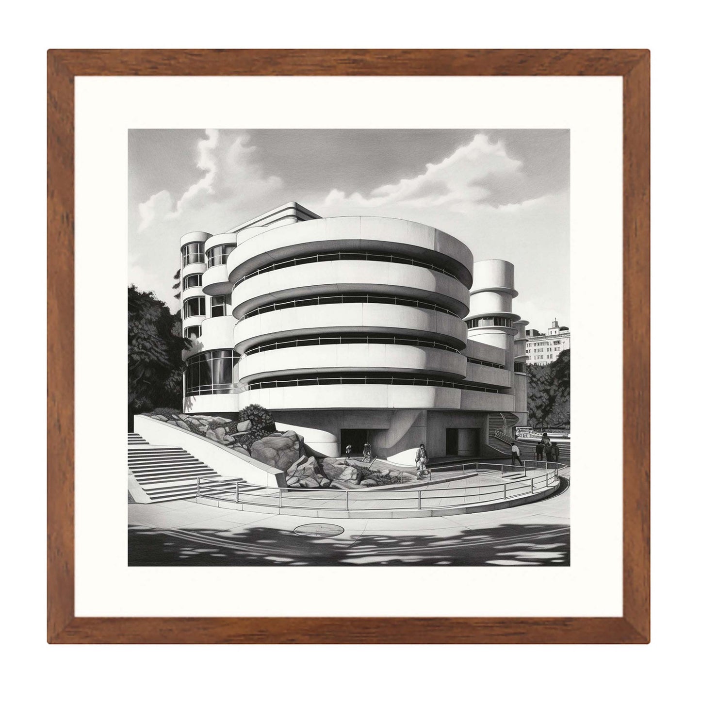 New York Guggenheim Museum - Wandbild in der Stilrichtung einer Zeichnung