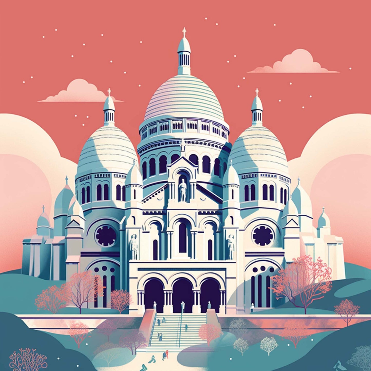 Urbanisto - Paris Sacre Coeur - Wandbild in der Stilrichtung des Minimalismus