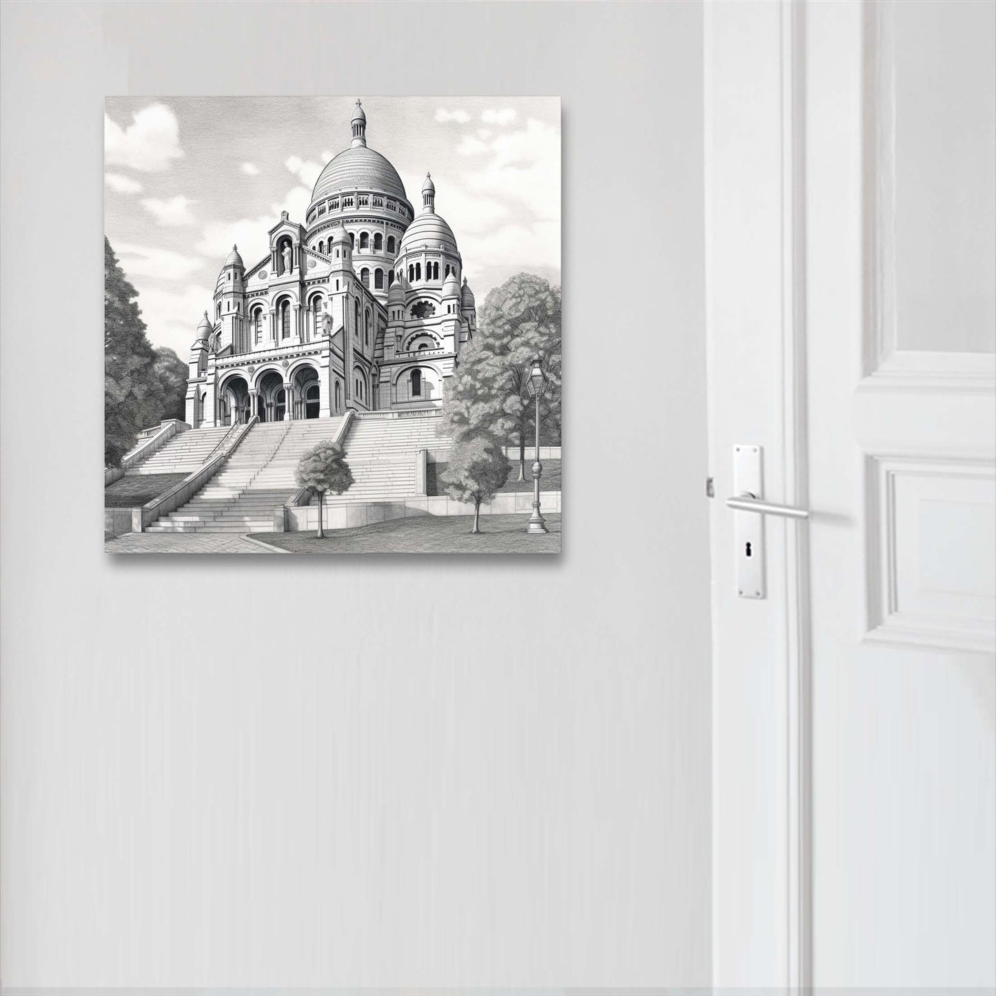 Paris Sacre Coeur - Wandbild in der Stilrichtung einer Zeichnung