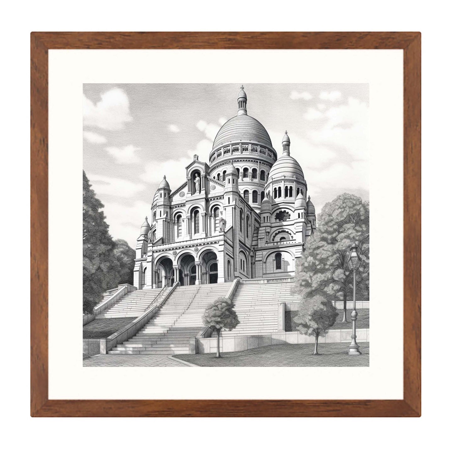 Paris Sacre Coeur - Wandbild in der Stilrichtung einer Zeichnung