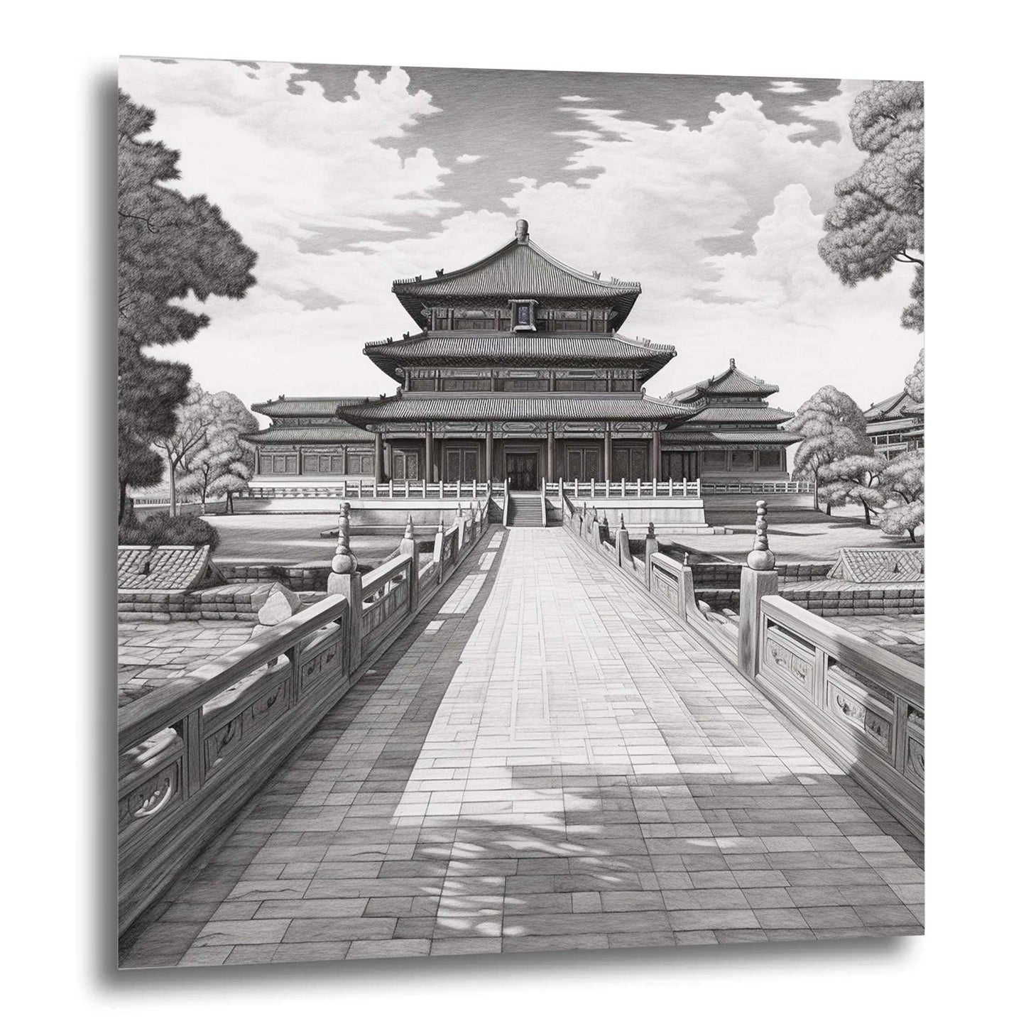 Peking Verbotene Stadt - Wandbild in der Stilrichtung einer Zeichnung