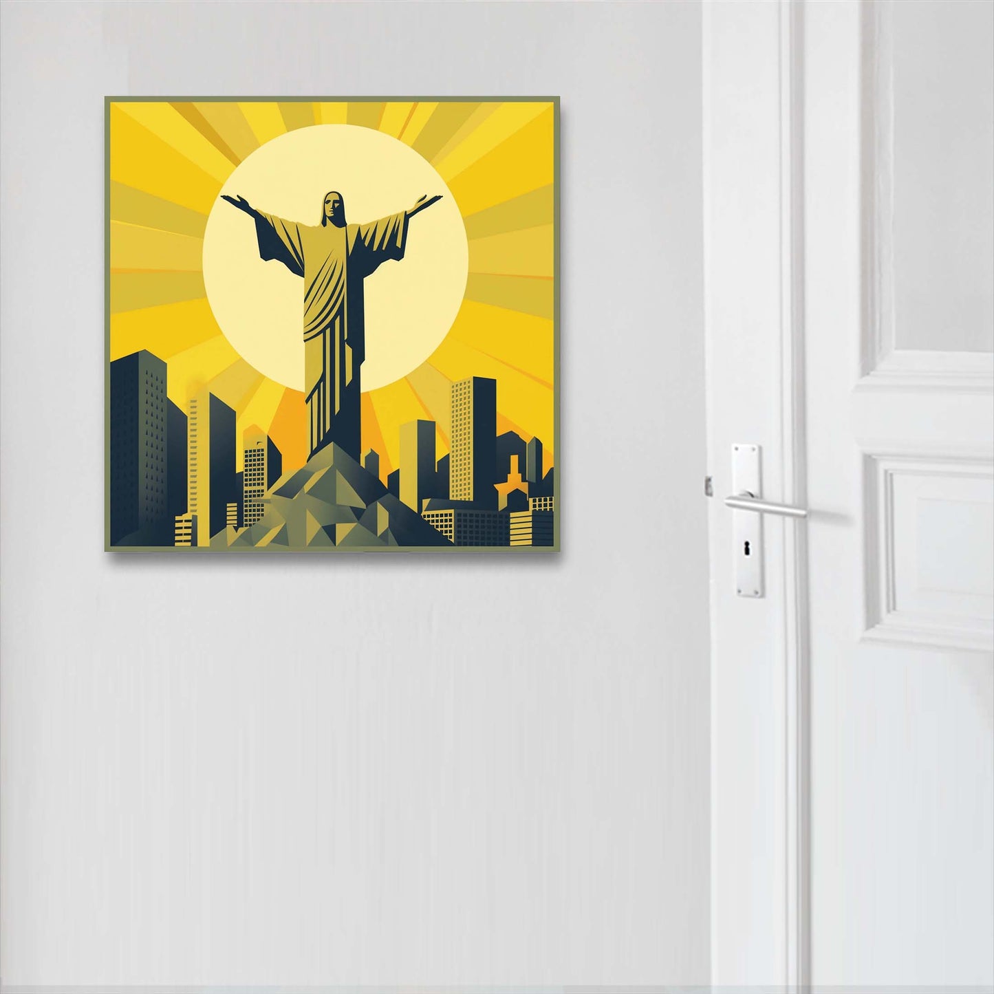 Rio de Janeiro Christus Statue - Wandbild in der Stilrichtung des Minimalismus