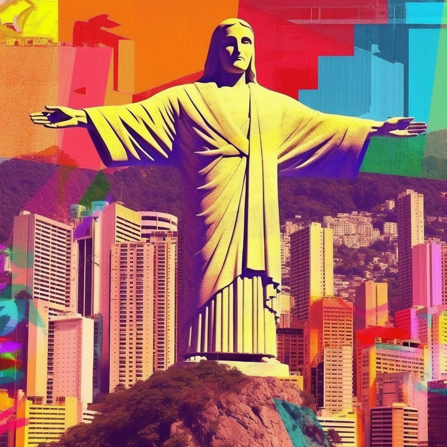 Urbanisto - Rio de Janeiro Christus Statue - Wandbild in der Stilrichtung der Pop-Art