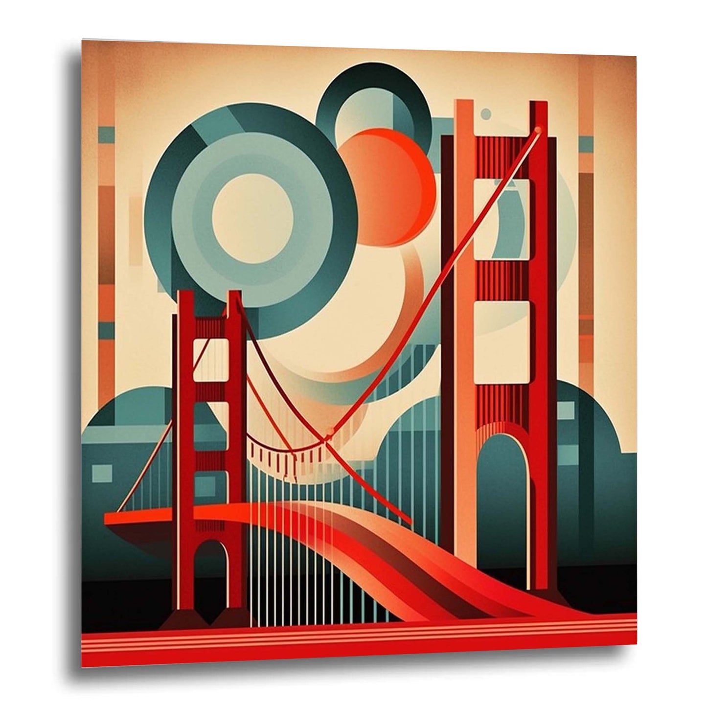 San Fransisco Golden Gate Bridge - Wandbild in der Stilrichtung des Minimalismus